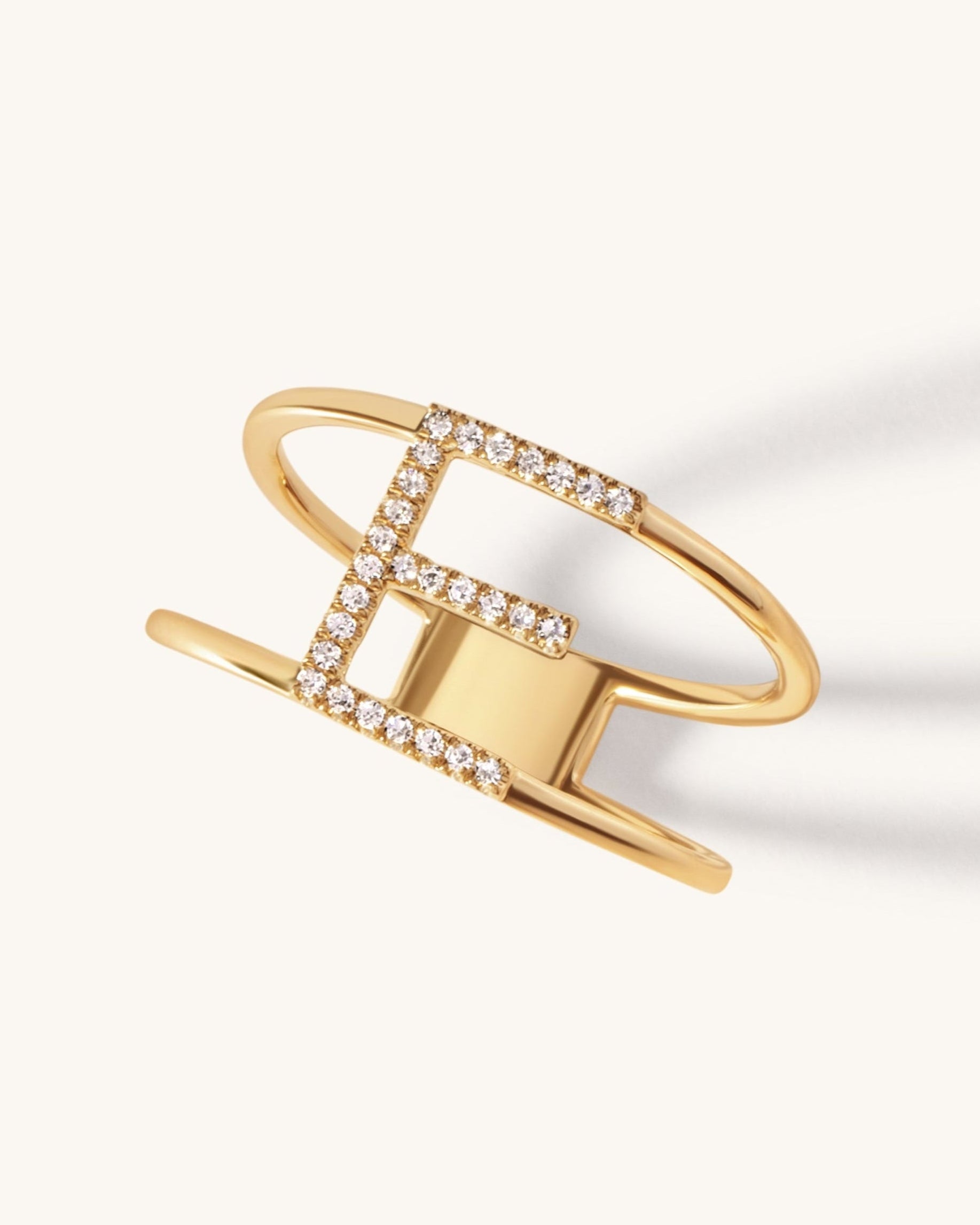 Gold Open Wire Diamond Initial Ring - Sparkle Society