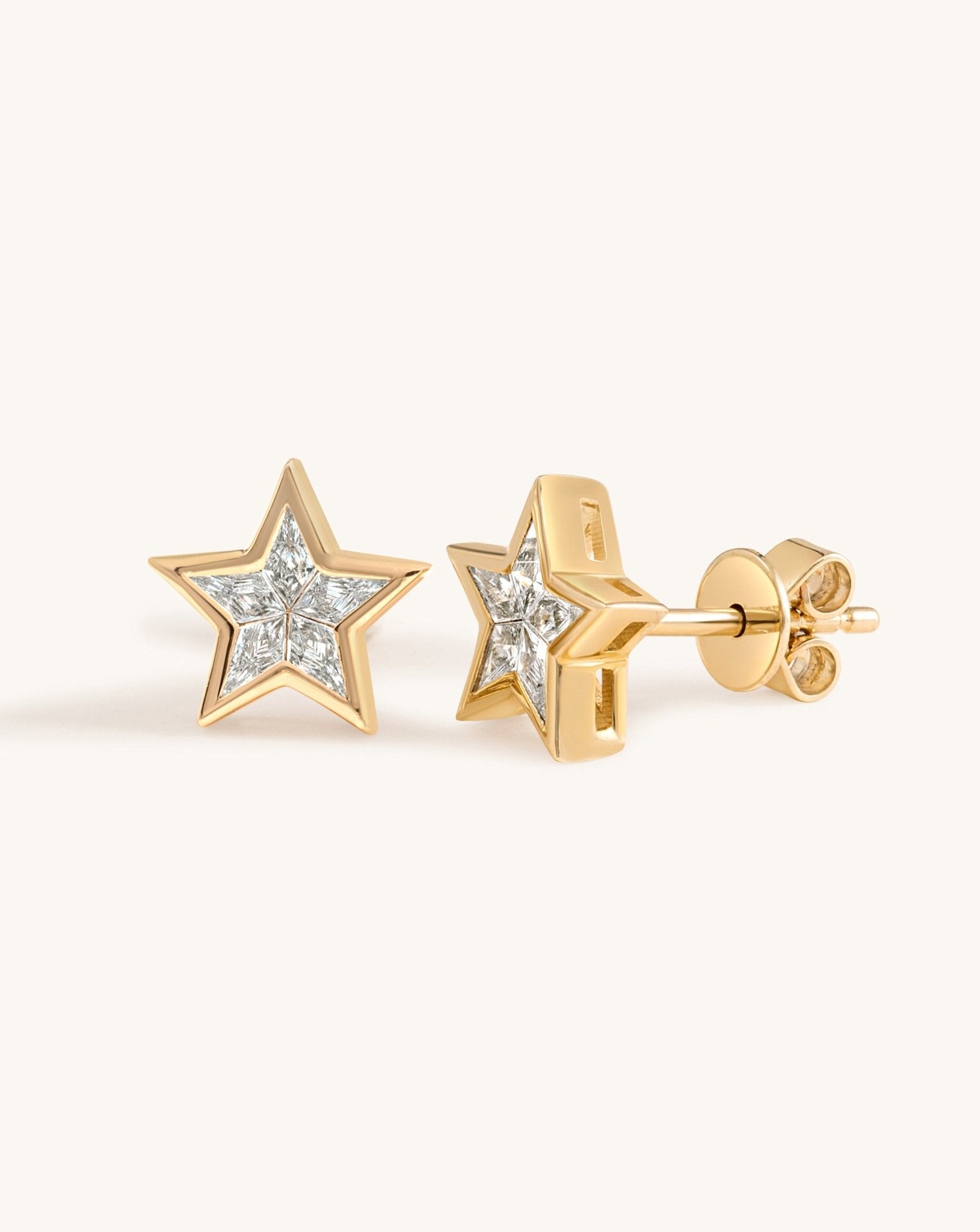 Gold Outline Diamond Star Studs - Sparkle Society