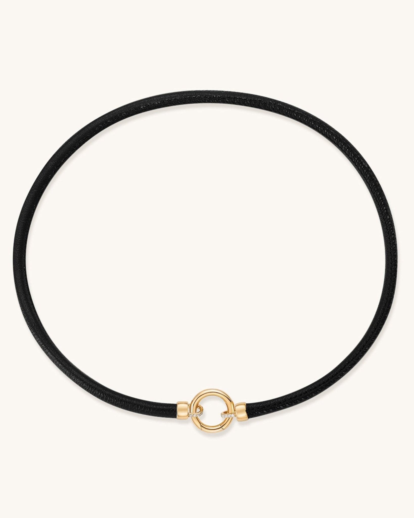 Gold Push In Connector Leather Chocker - Sparkle Society