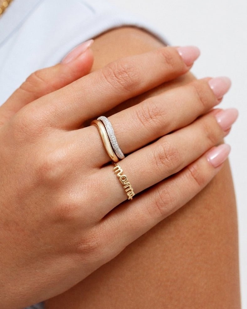 Gold Wire Cursive Mama Ring - Sparkle Society