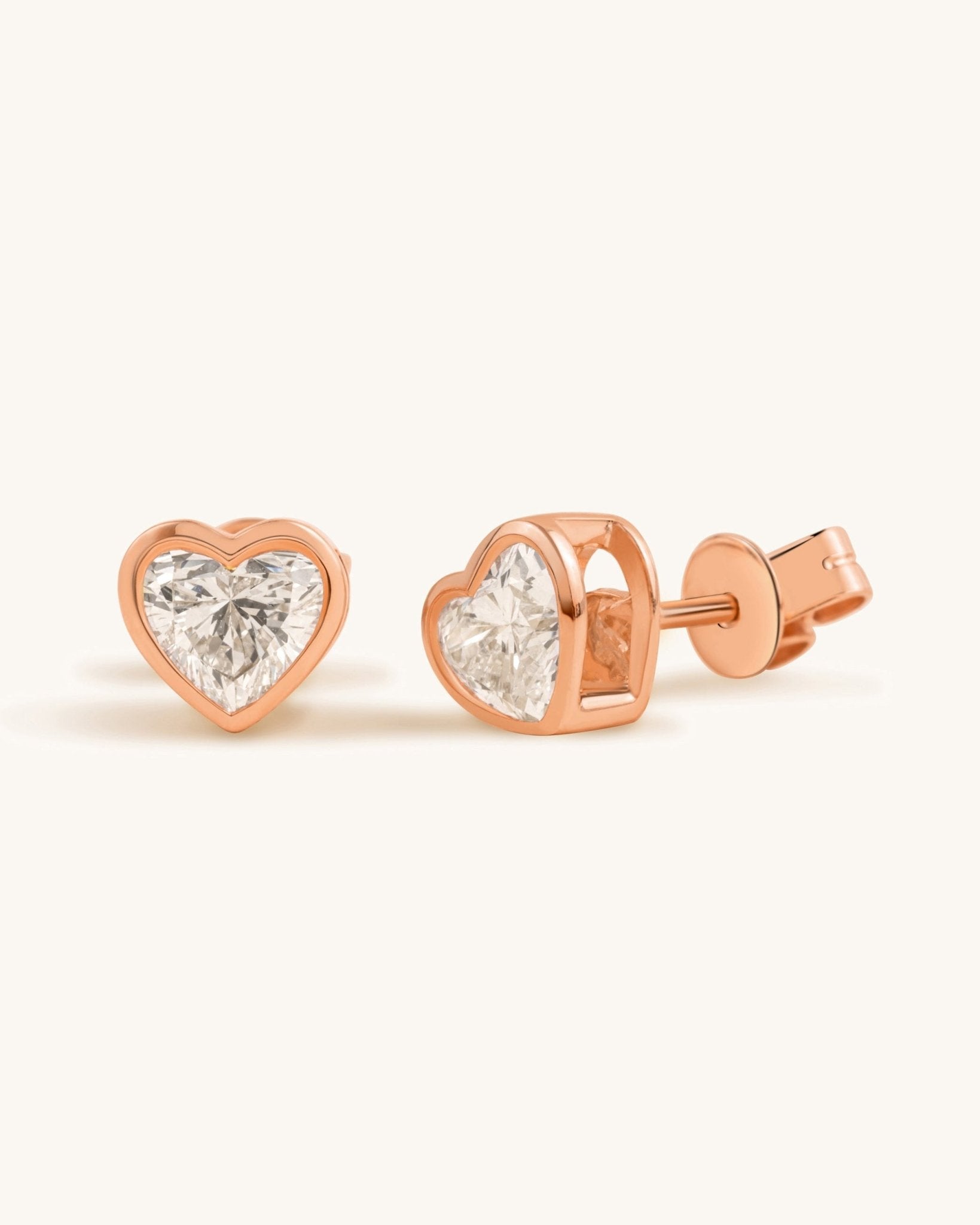 Heart Diamond Bezel Studs - Sparkle Society