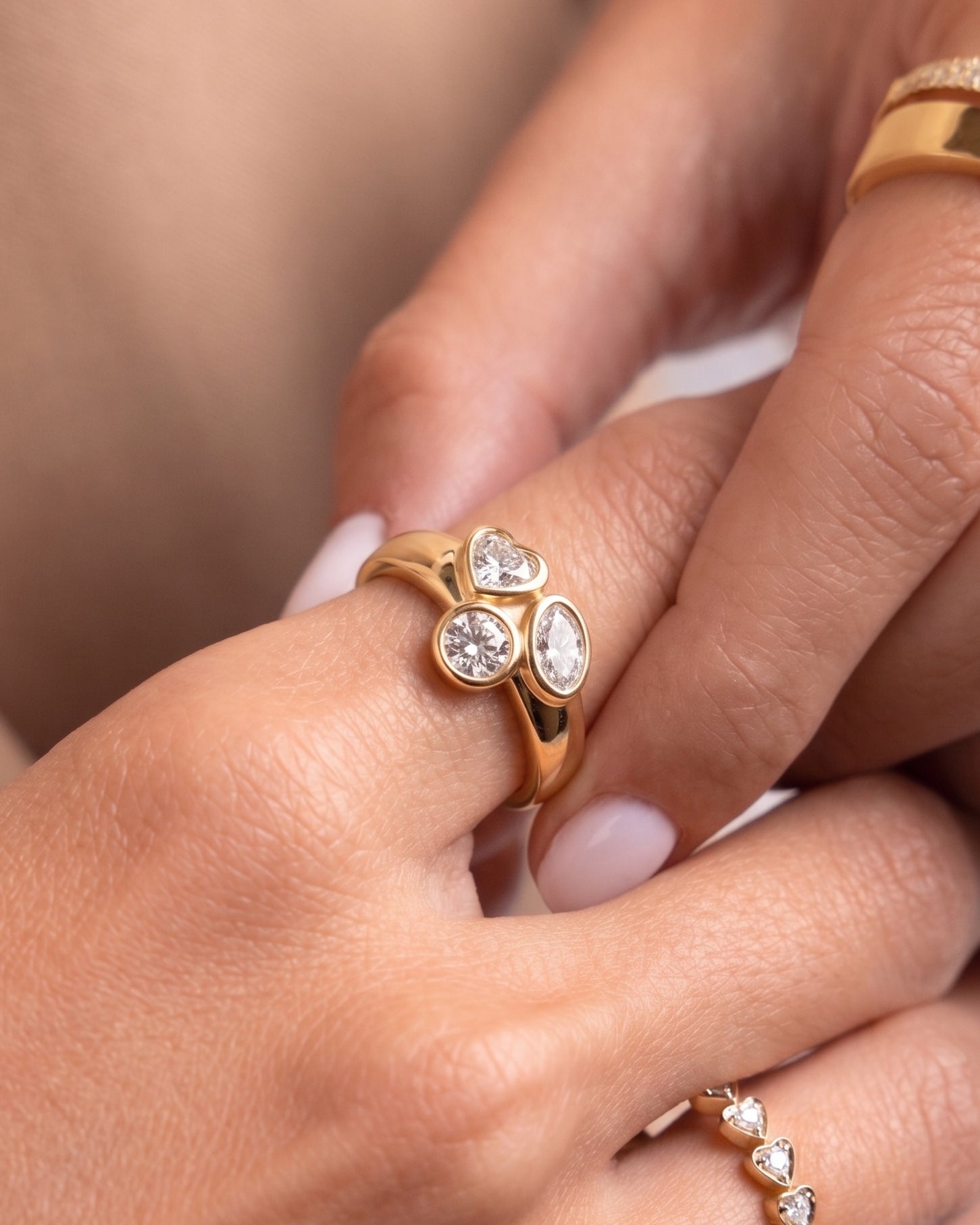 Heart Oval Round Shape Diamond Ring - Sparkle Society