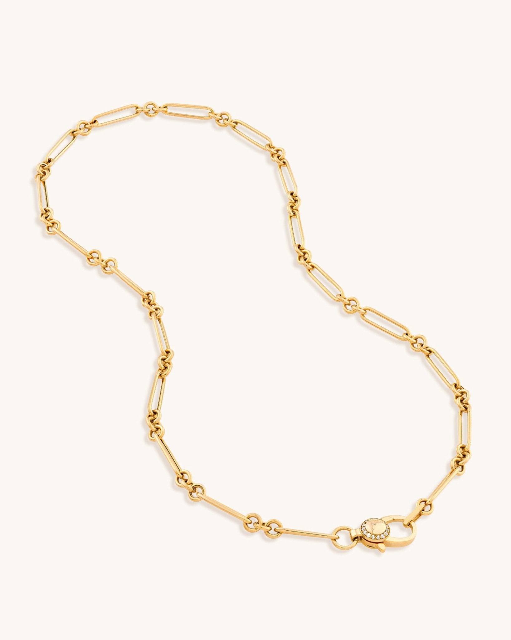 Hollow 3+1 Paper Clip Necklace with Diamond Lock - Sparkle Society