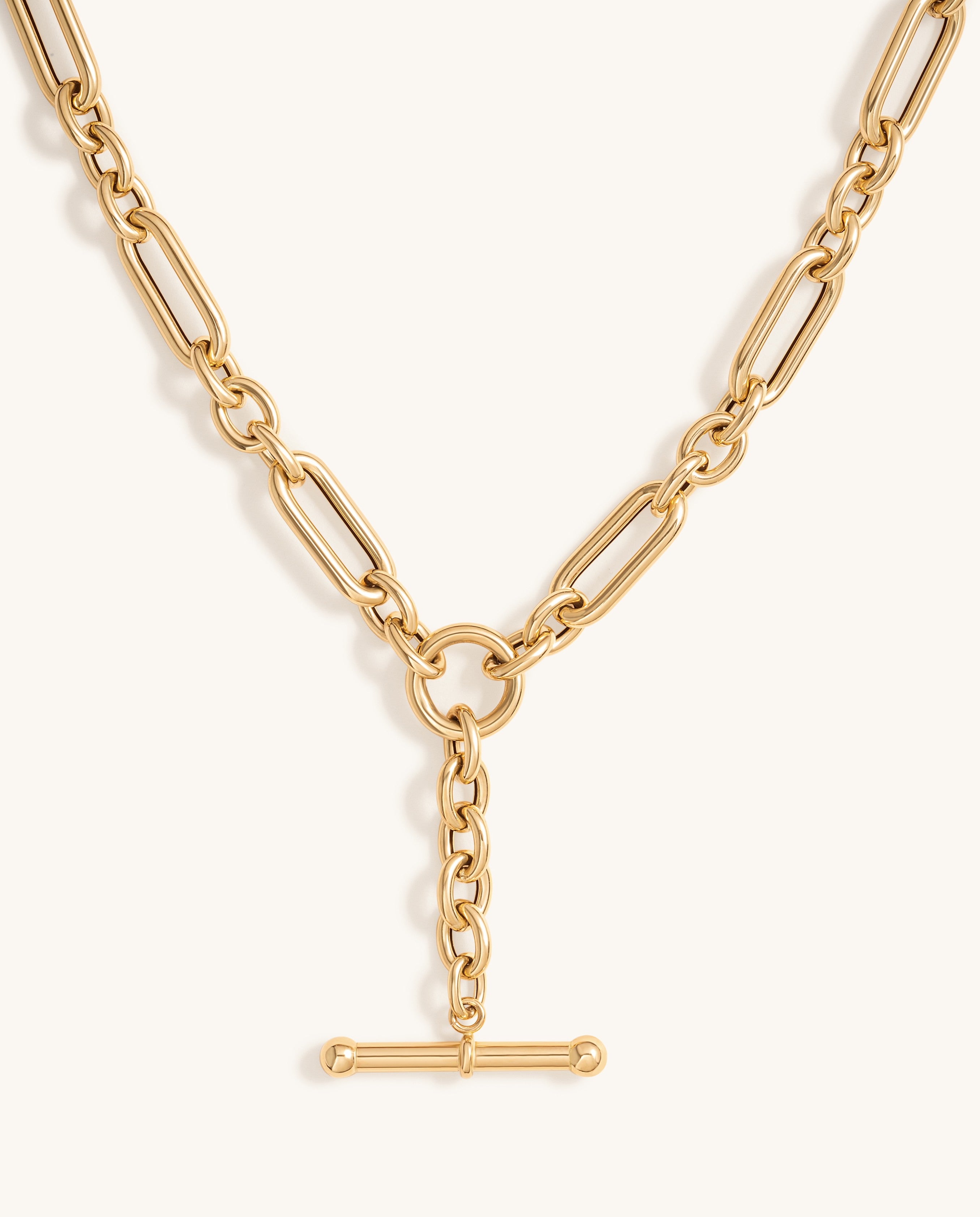 Hollow Gold Figaro Lariat Necklace - Sparkle Society