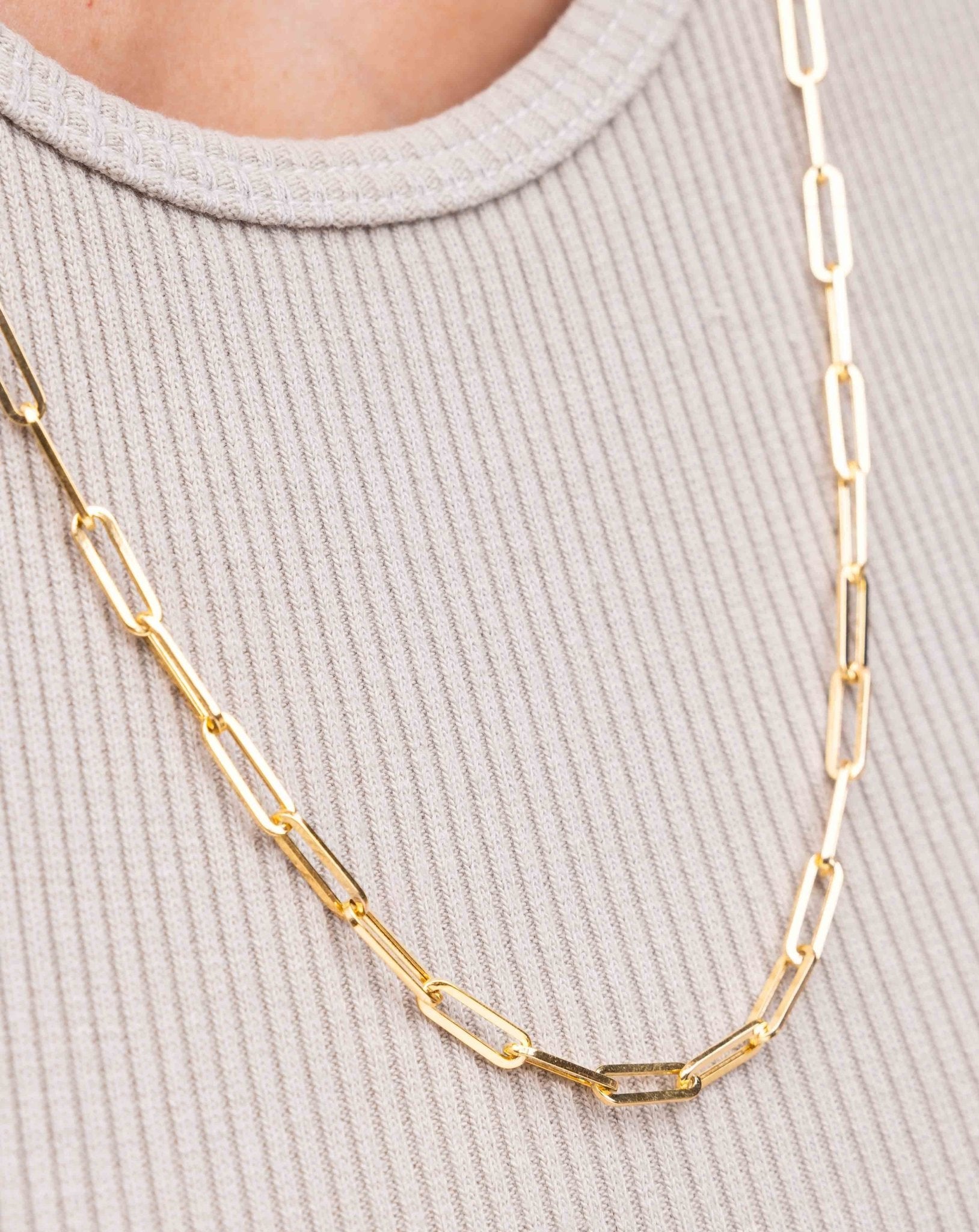 Hollow Gold Paper Clip Necklace - Sparkle Society