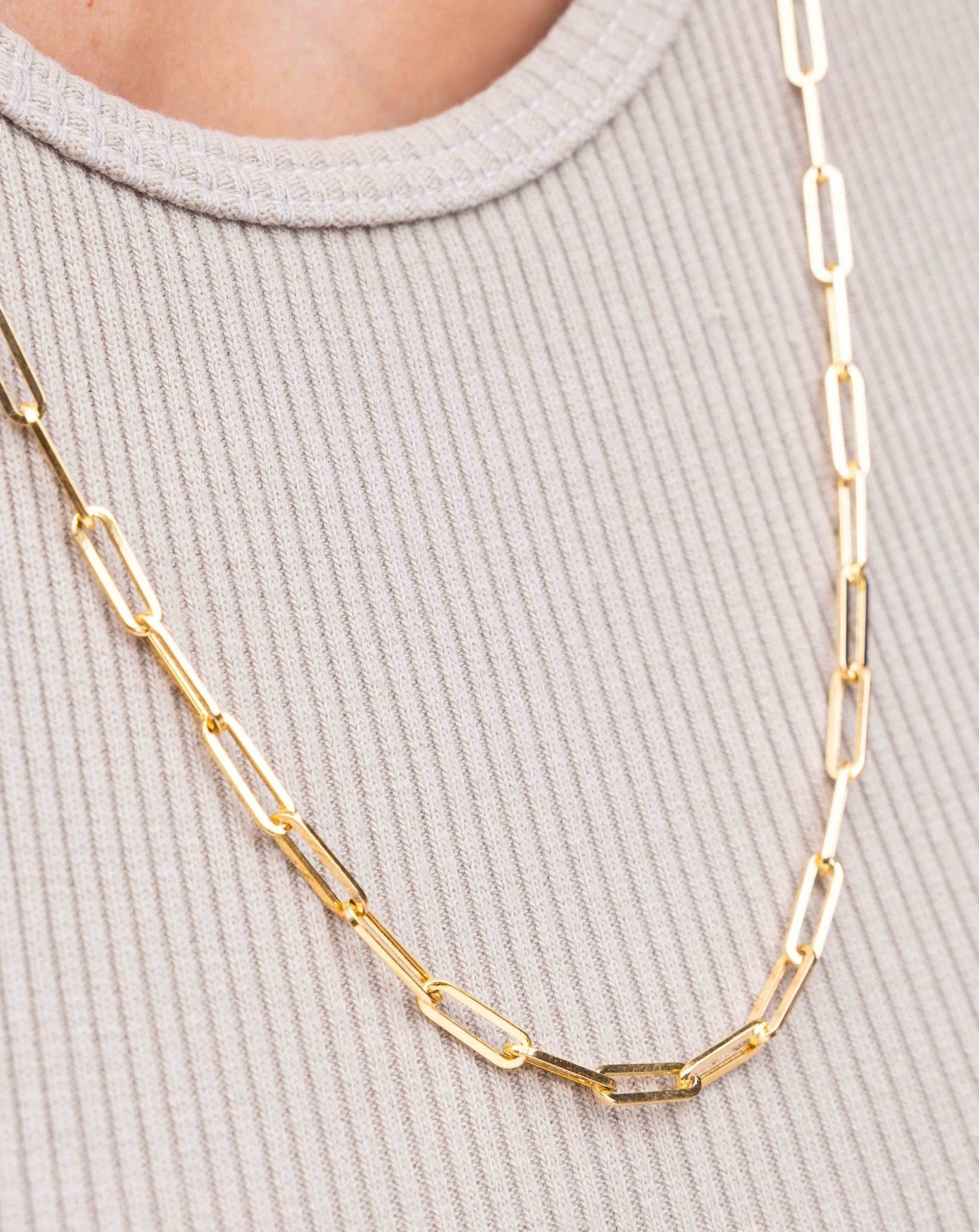 Hollow Gold Paper Clip Necklace - Sparkle Society