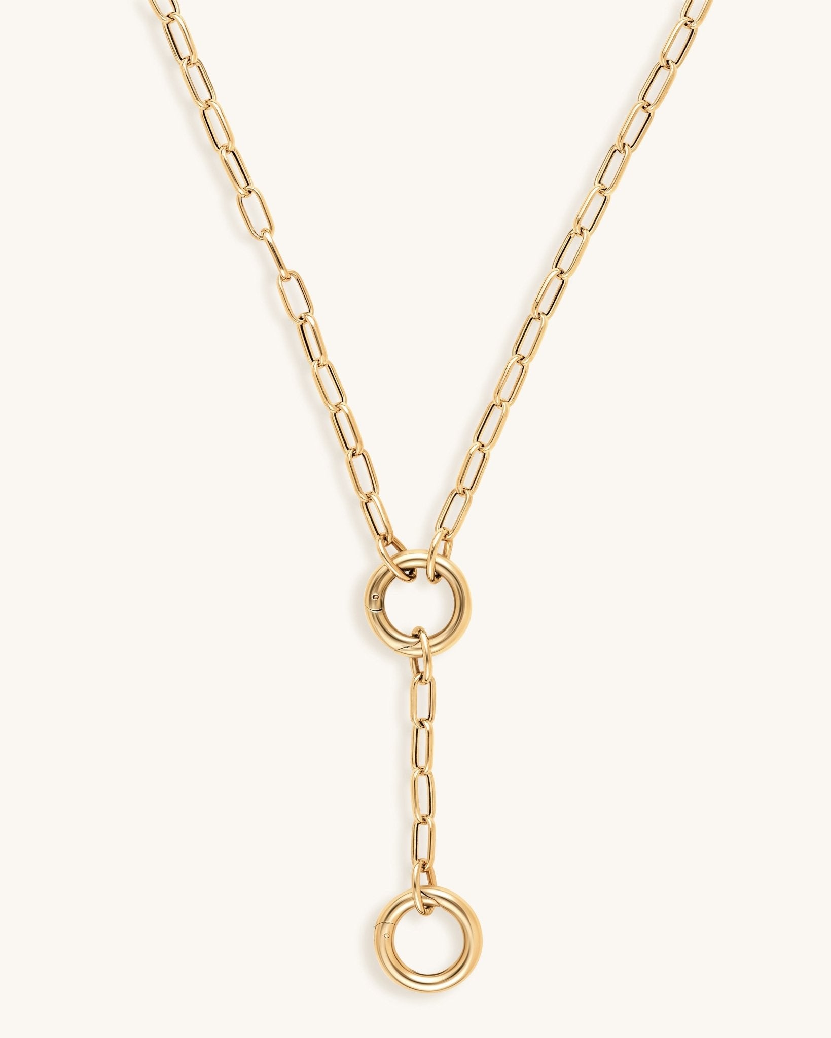 Hollow Gold Paperclip Lariat Necklace - Sparkle Society
