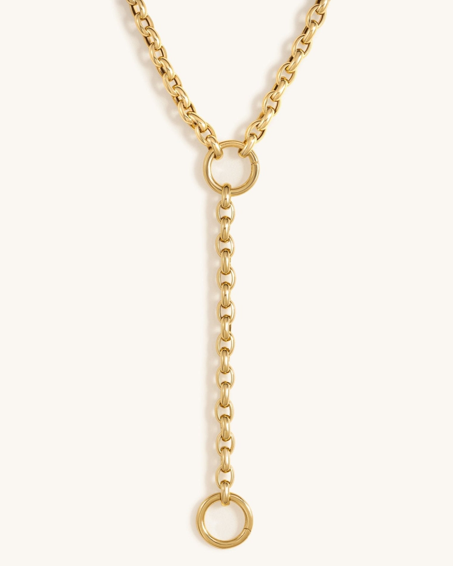 Hollow Gold Rolo Lariat Necklace - Sparkle Society