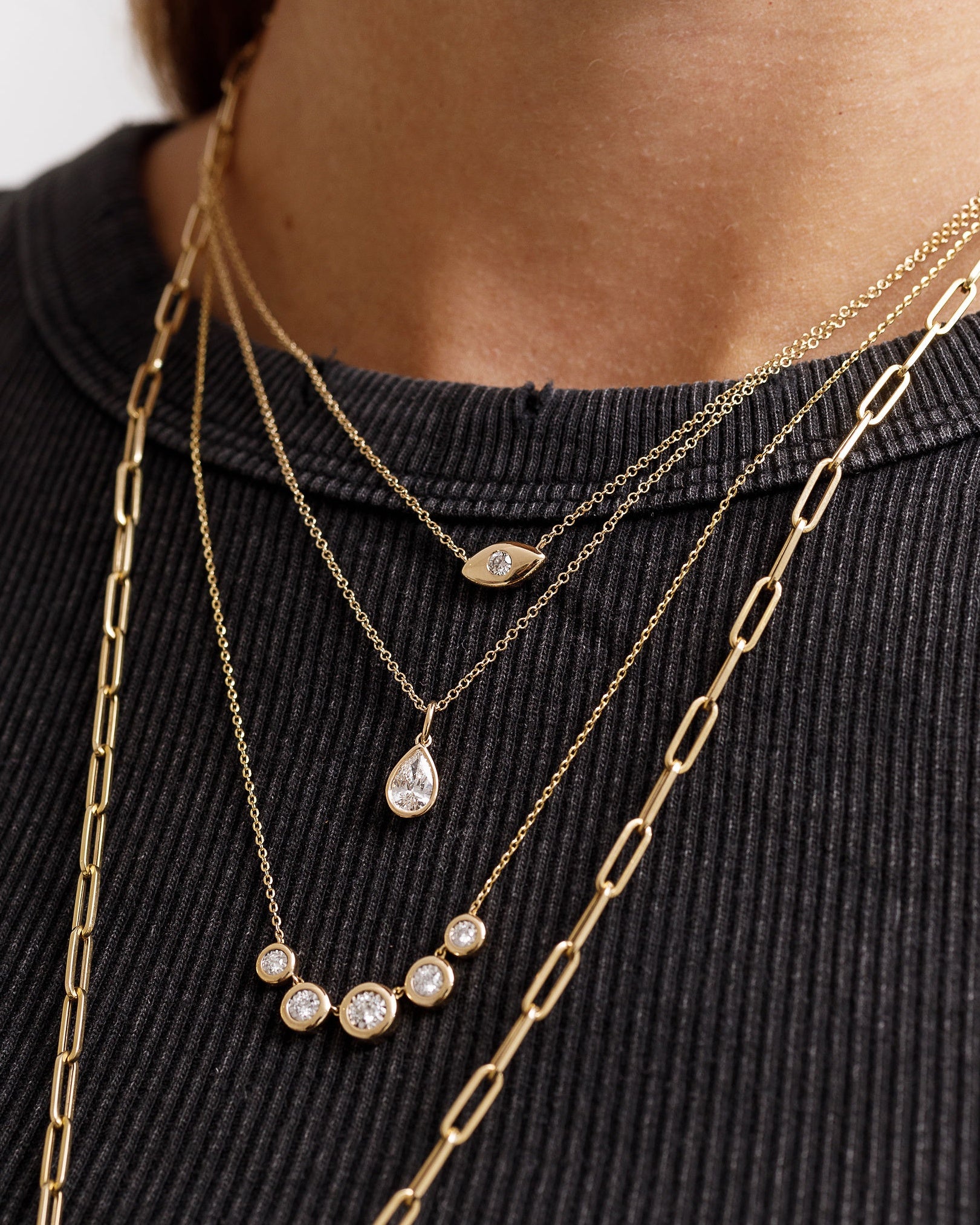 Illusion Diamond 5 Graduated Bezel Necklace - Sparkle Society