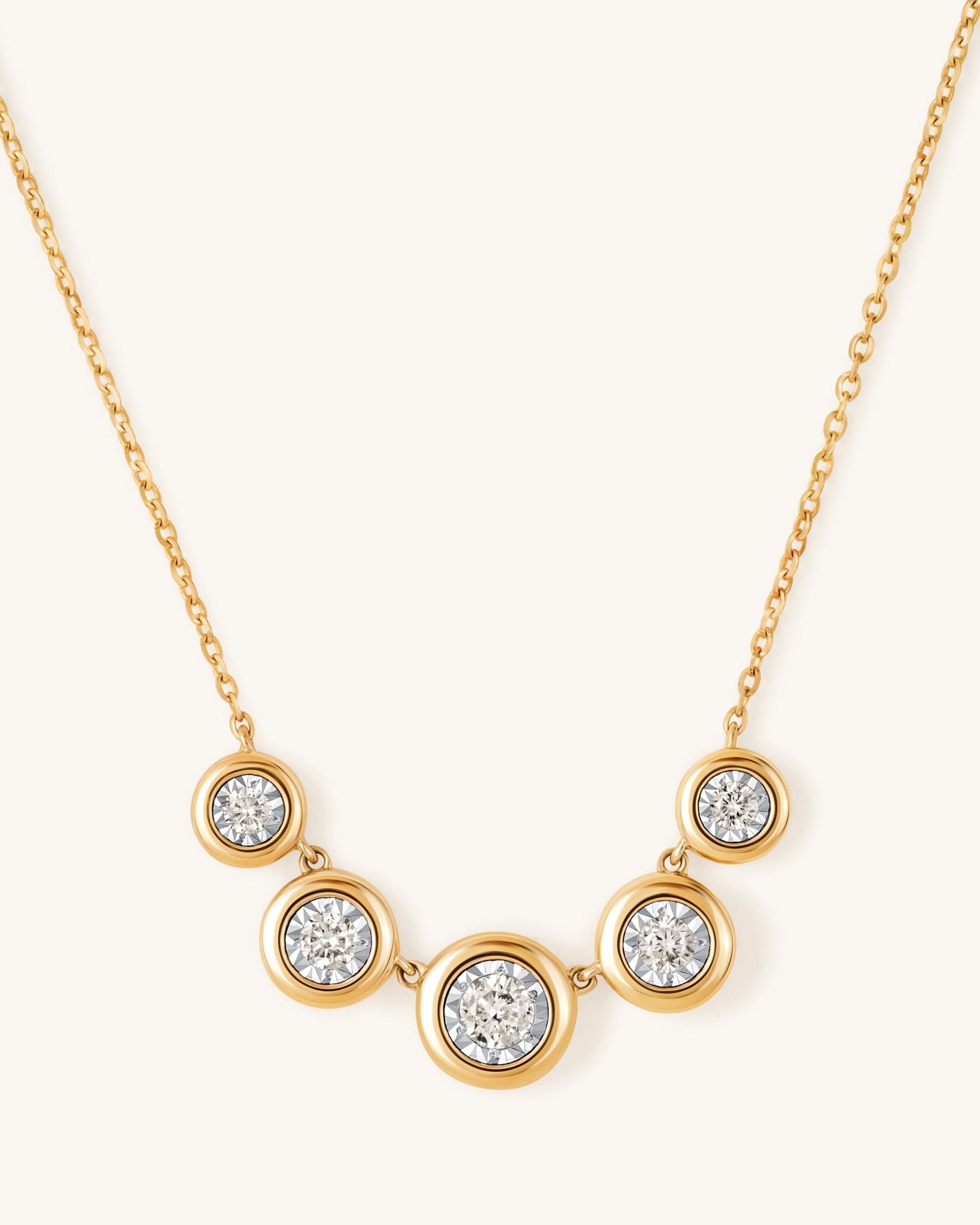 Illusion Diamond 5 Graduated Bezel Necklace - Sparkle Society