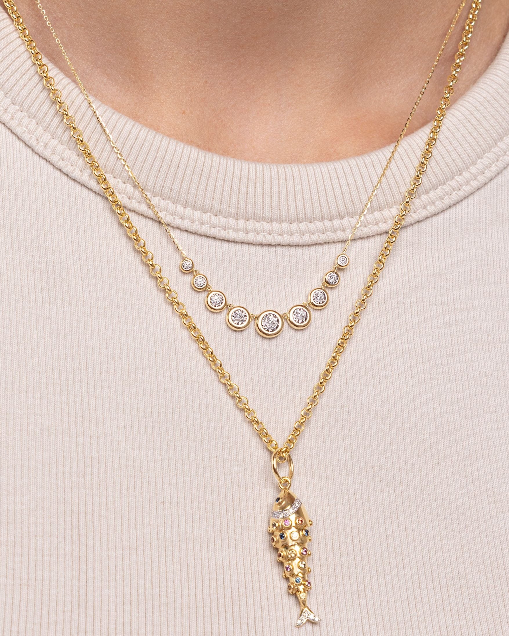 Illusion Diamond 9 Graduated Bezel Necklace - Sparkle Society