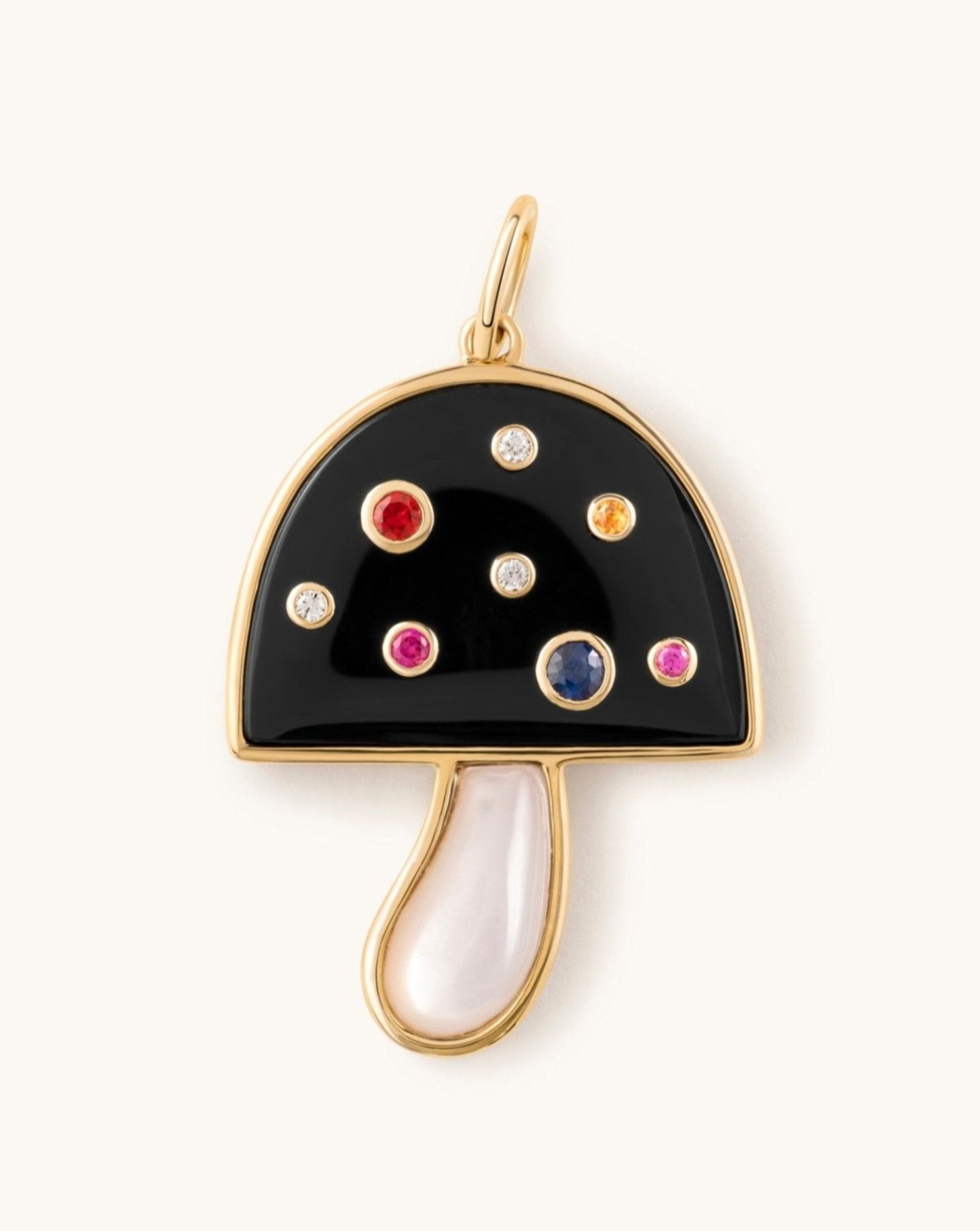 Jumbo Multi Gemstone Mushroom Necklace Charm - Sparkle Society