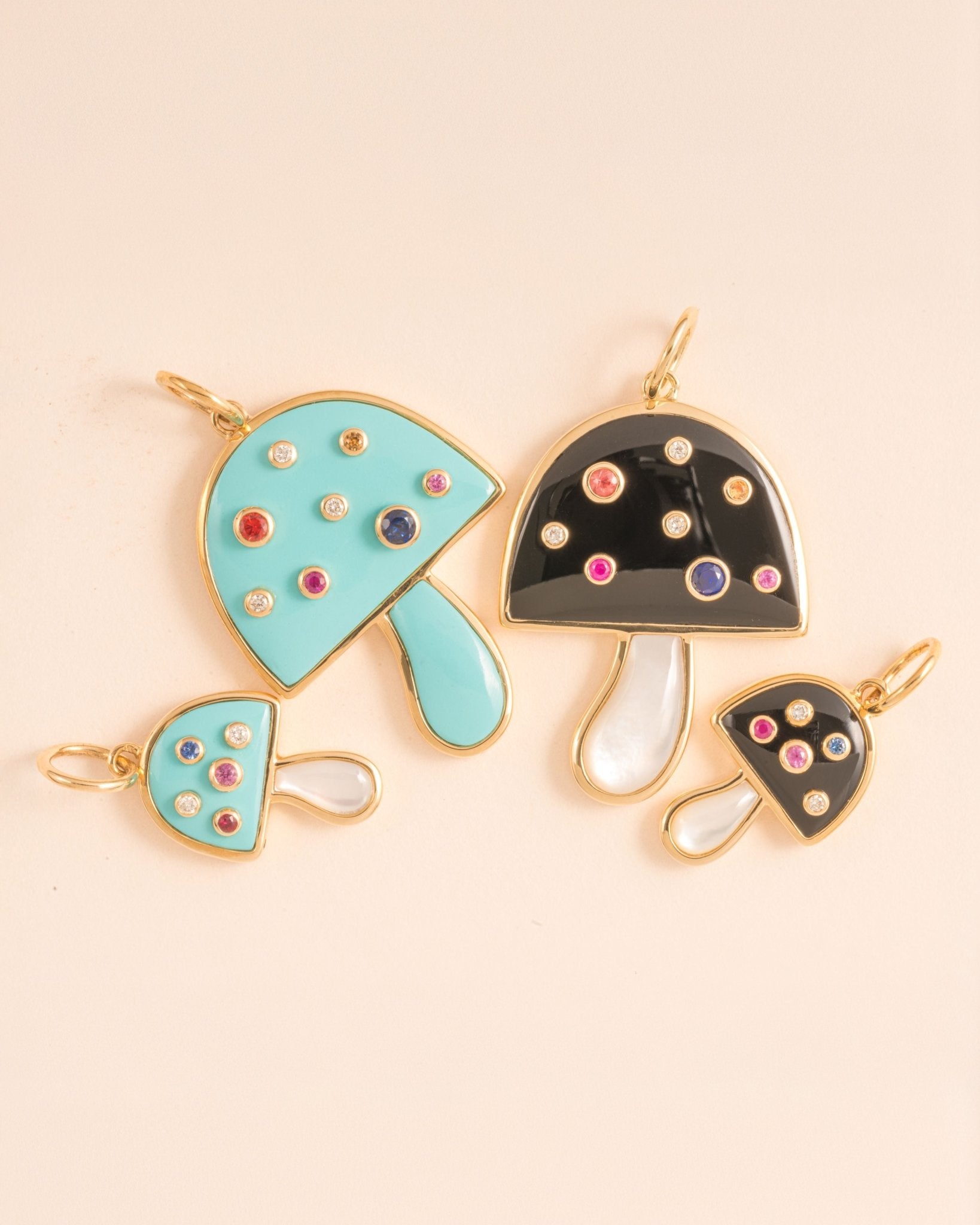 Jumbo Multi Gemstone Mushroom Necklace Charm - Sparkle Society