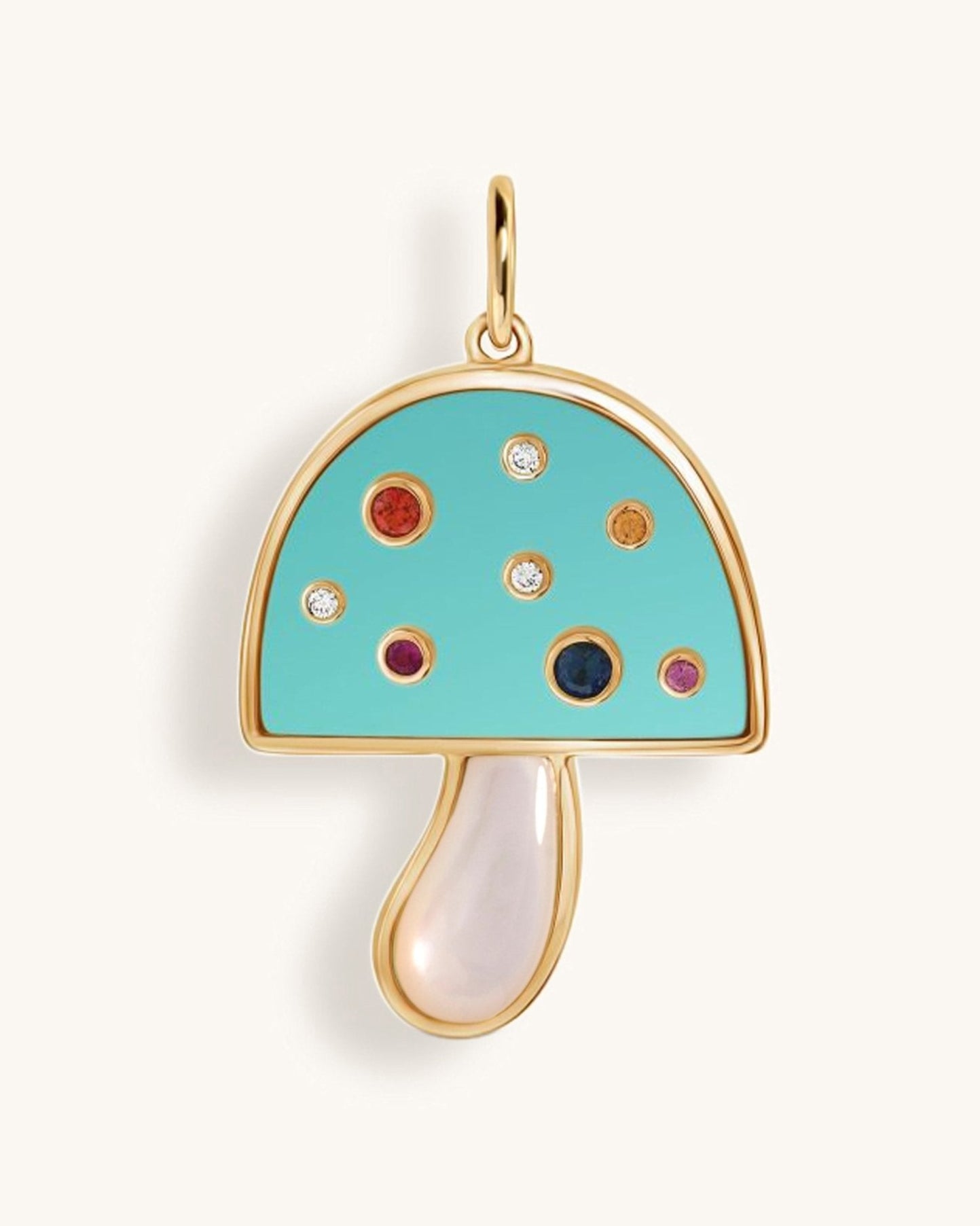 Jumbo Multi Gemstone Mushroom Necklace Charm - Sparkle Society
