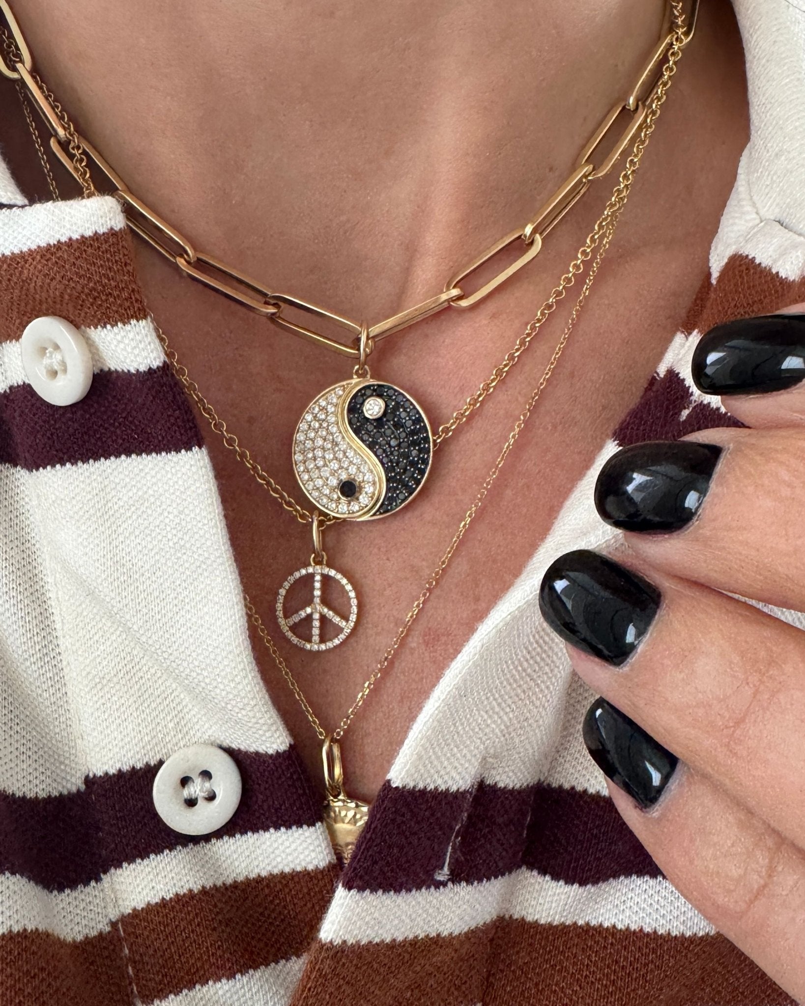 Large Diamond Yin & Yang Necklace Charm - Sparkle Society