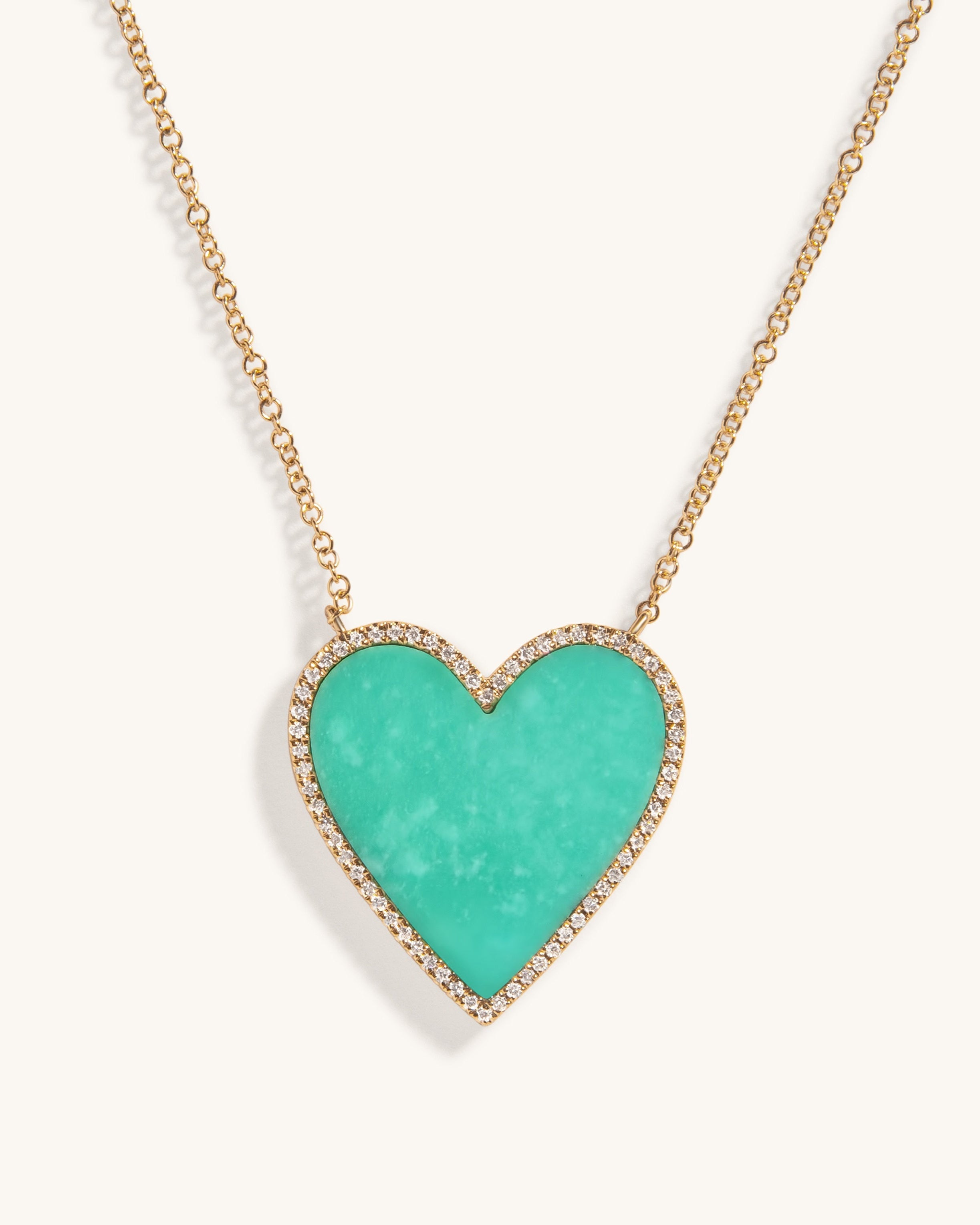 Large Pave Outline Gemstone Heart Necklace - Sparkle Society