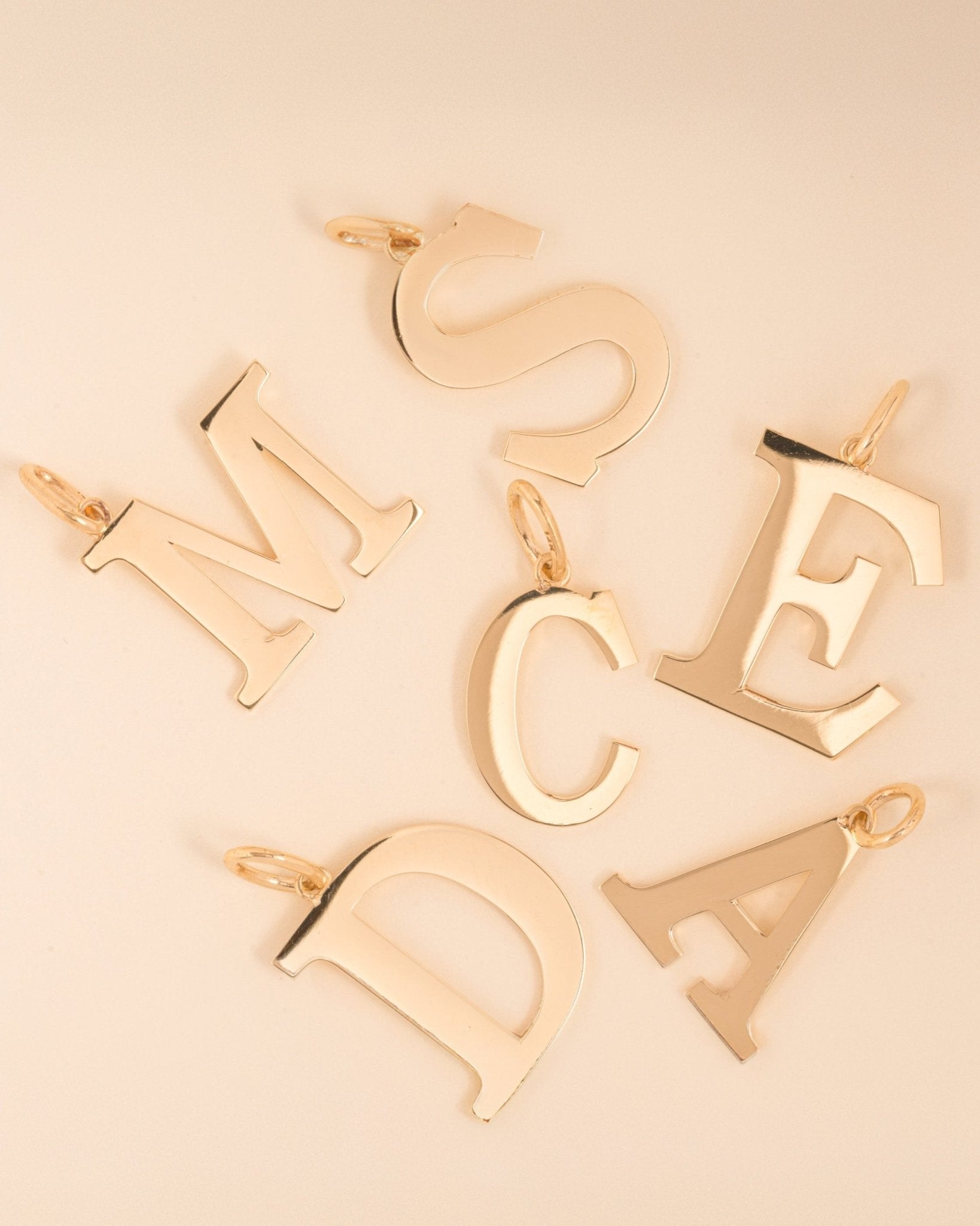 Large Solid Gold Block Initial Charm - Sparkle Society