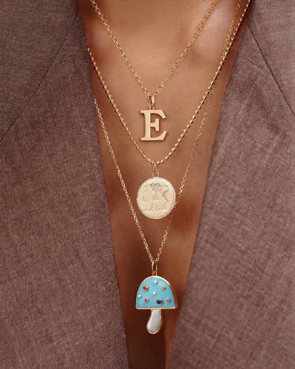 Large Solid Gold Block Initial Charm - Sparkle Society