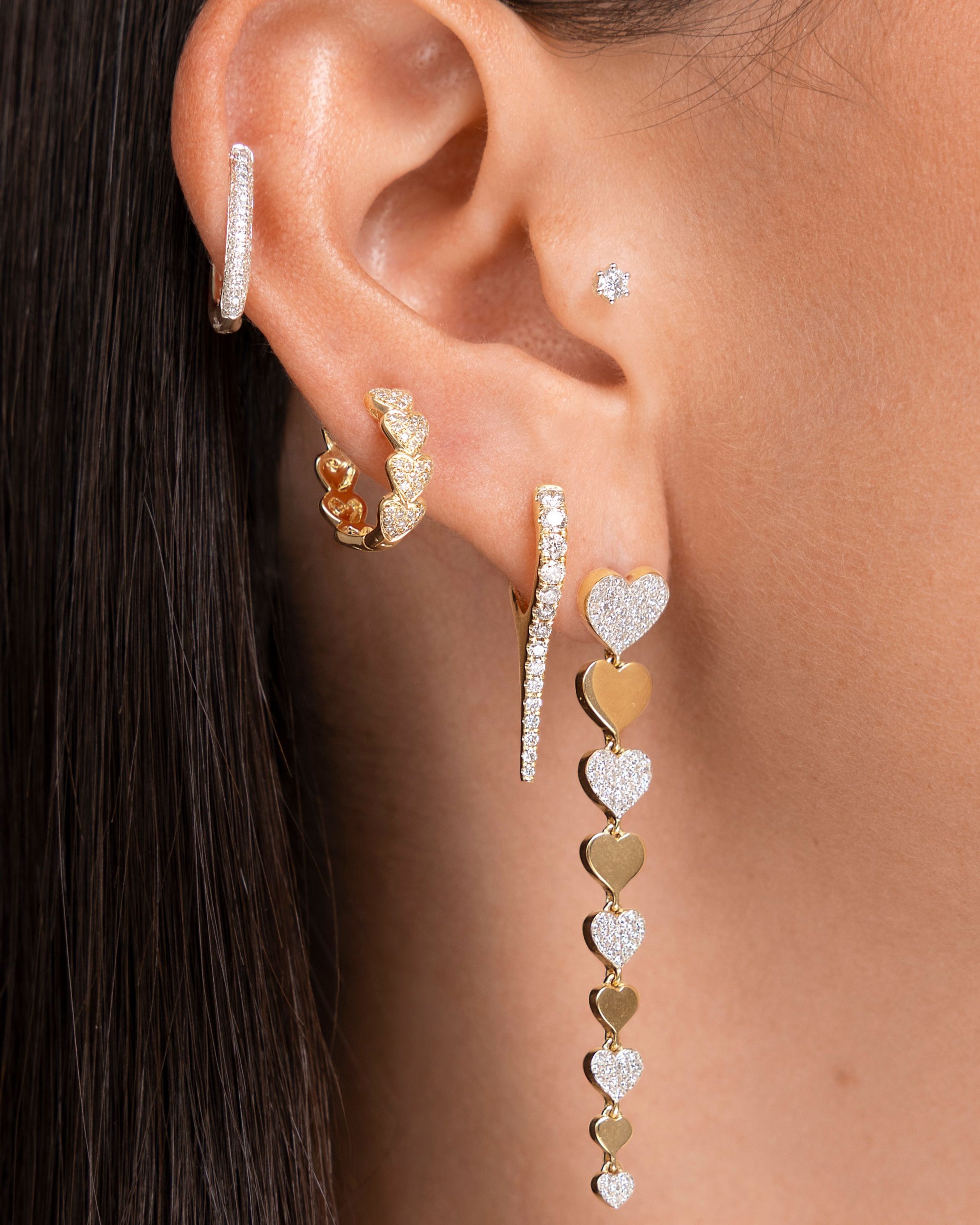 Long Diamond Spike Drop Huggies - Sparkle Society