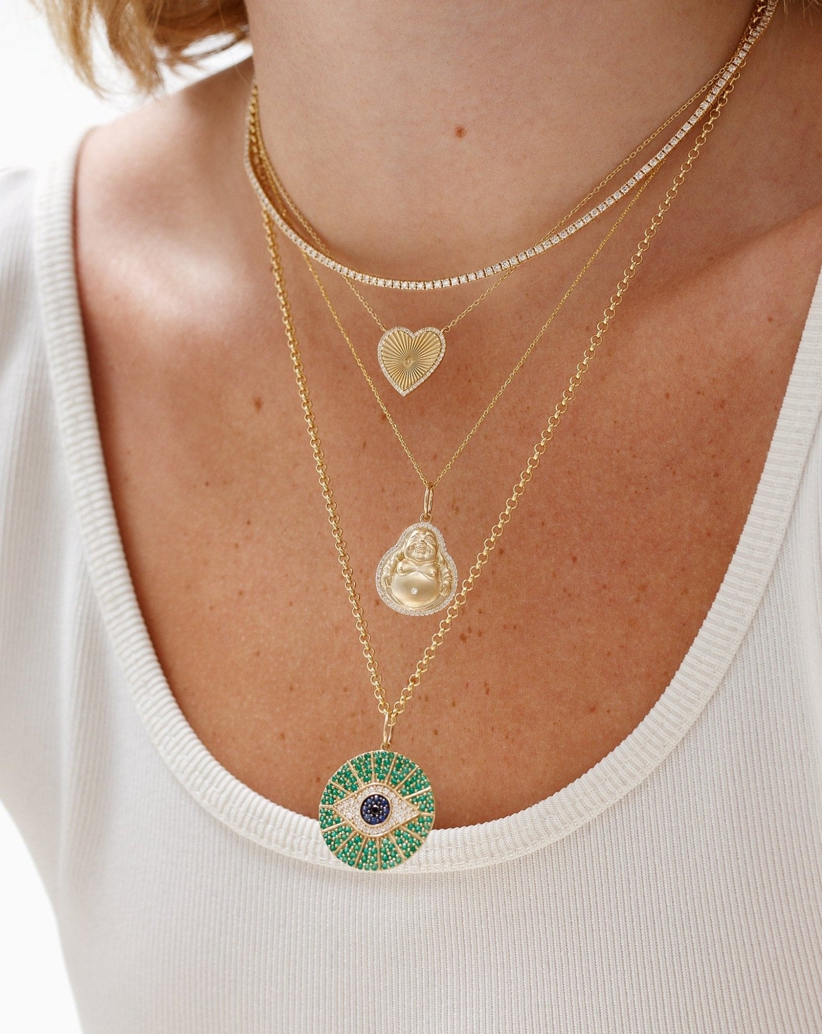 Medium Pave Outline Radiant Gold Heart Necklace - Sparkle Society