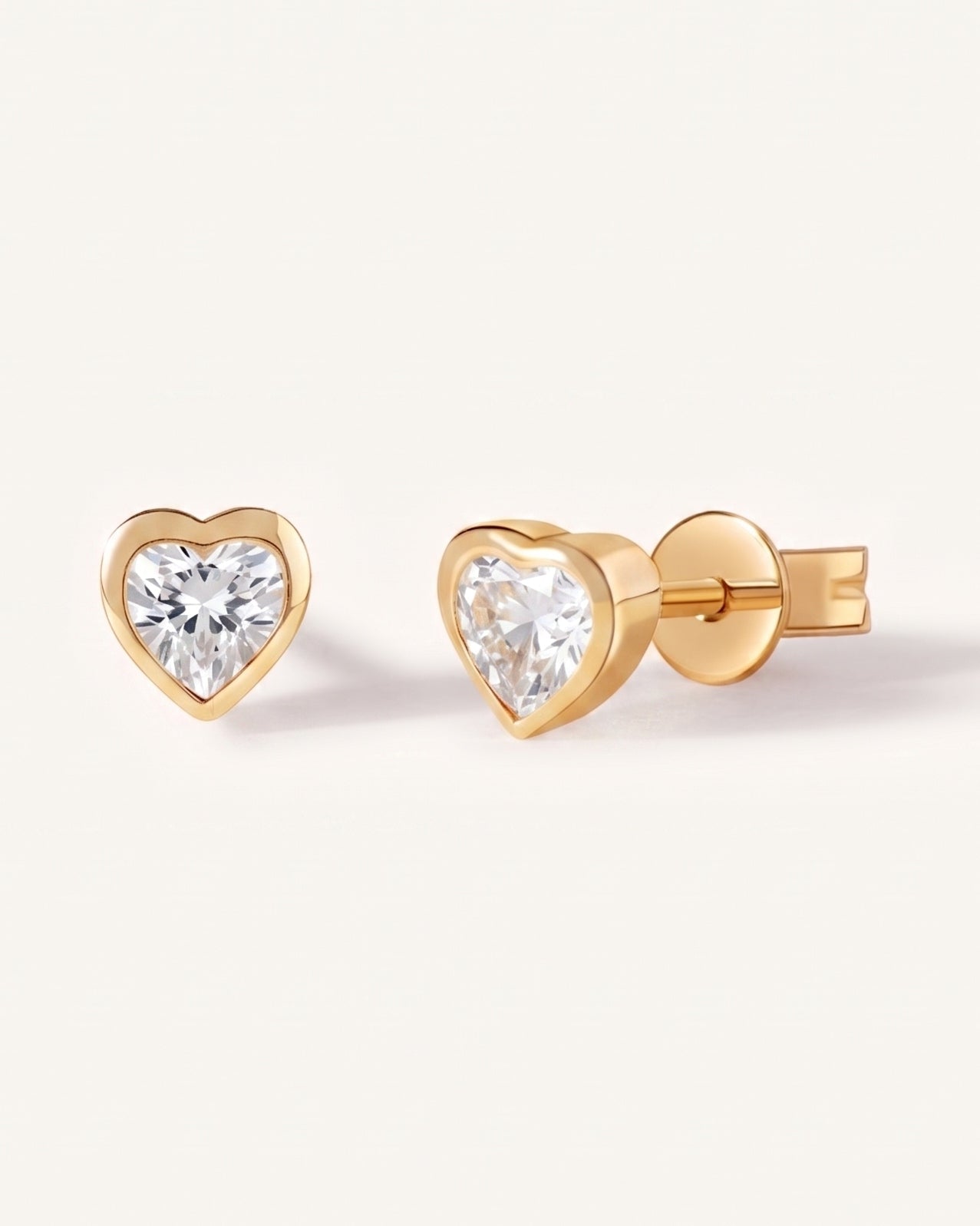 Mini Gemstone Bezel Heart Studs - Sparkle Society