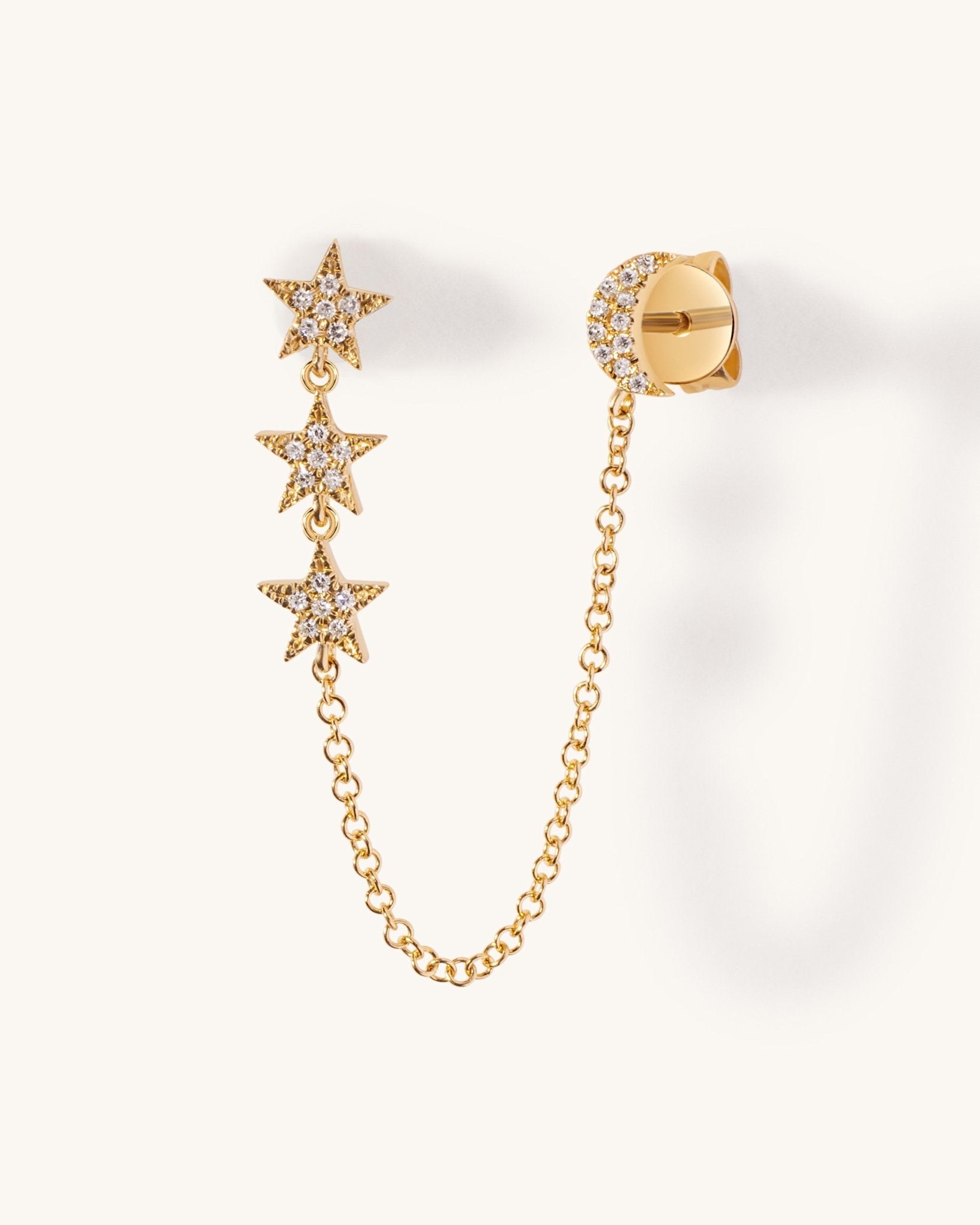 Moon & Star Double Chain Drop Earrings - Sparkle Society