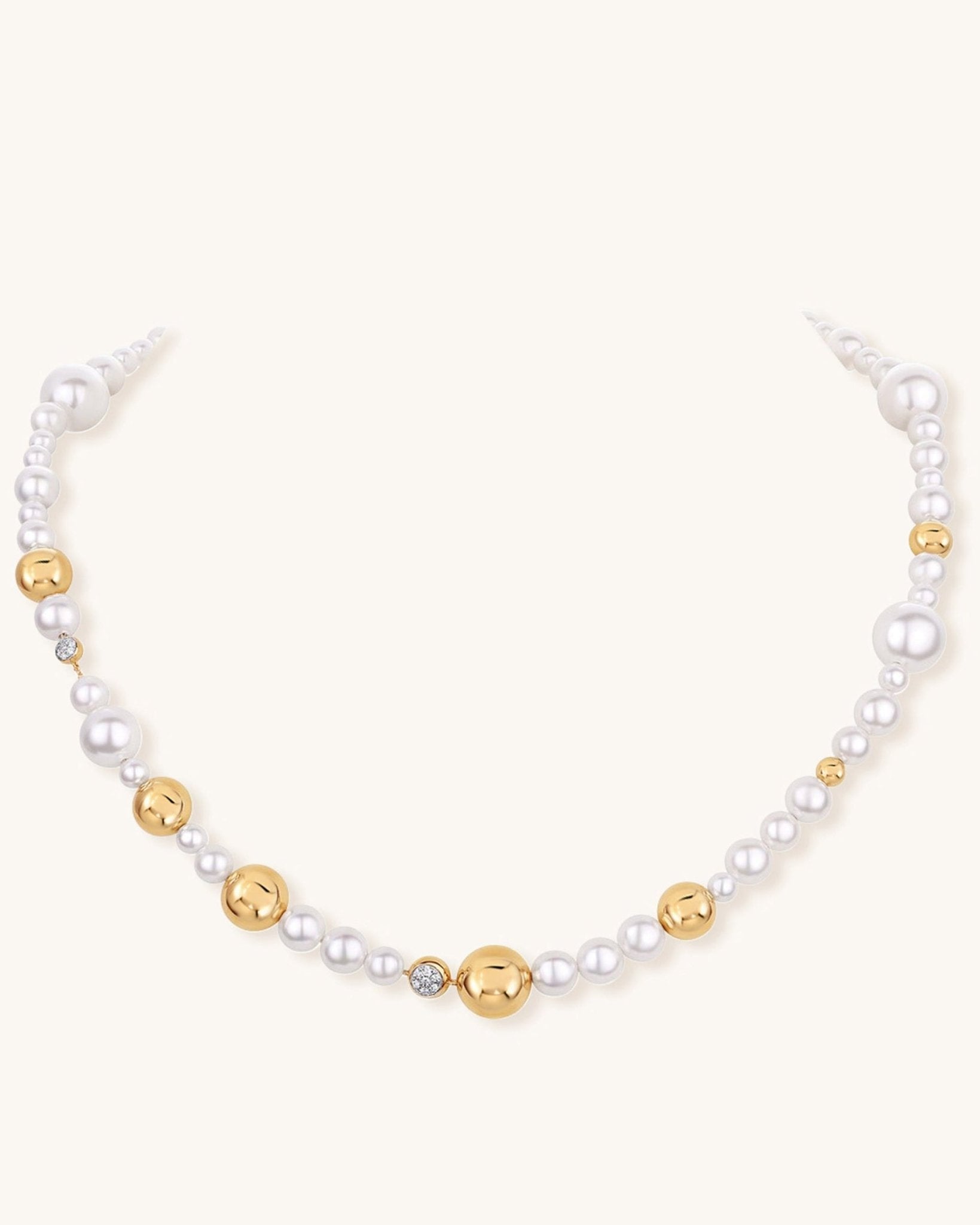 Mother Of Pearl And Gold Beaded Necklace - Sparkle Society