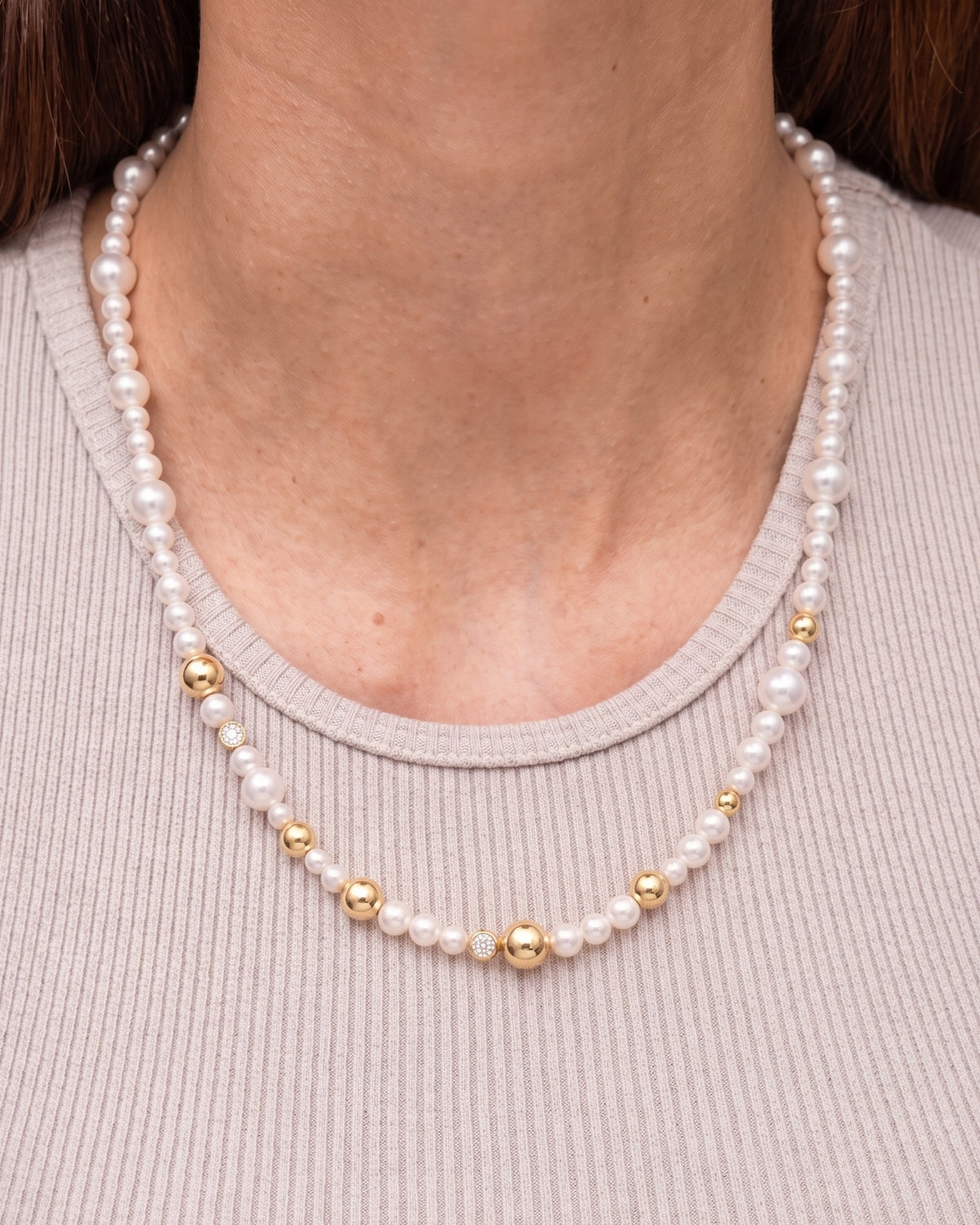 Mother Of Pearl And Gold Beaded Necklace - Sparkle Society