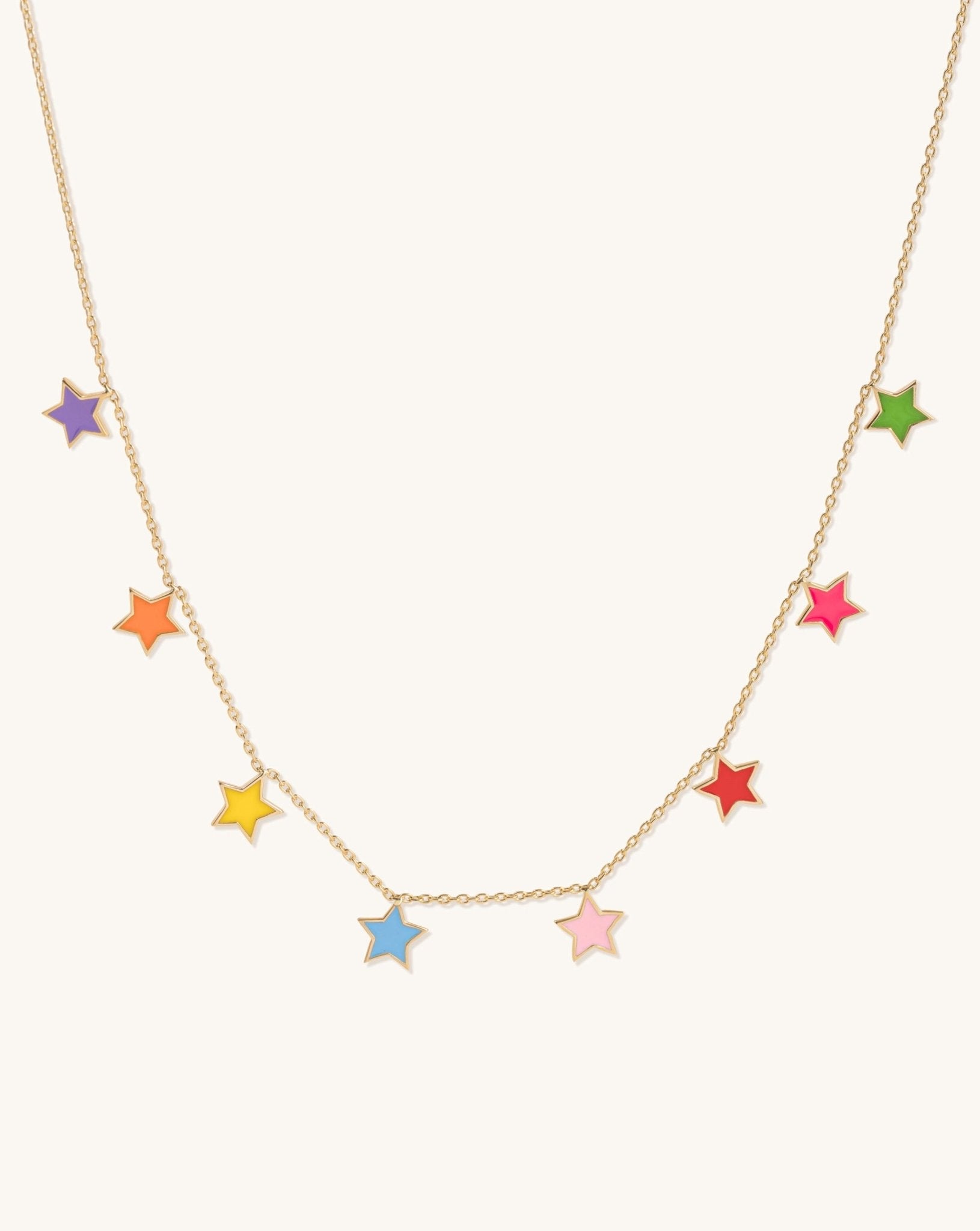 Multi Color Enamel Star Necklace - Sparkle Society