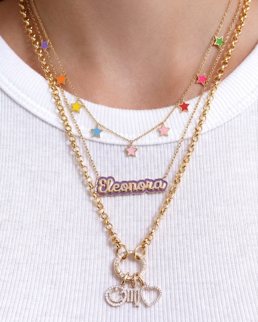 Multi Color Enamel Star Necklace - Sparkle Society