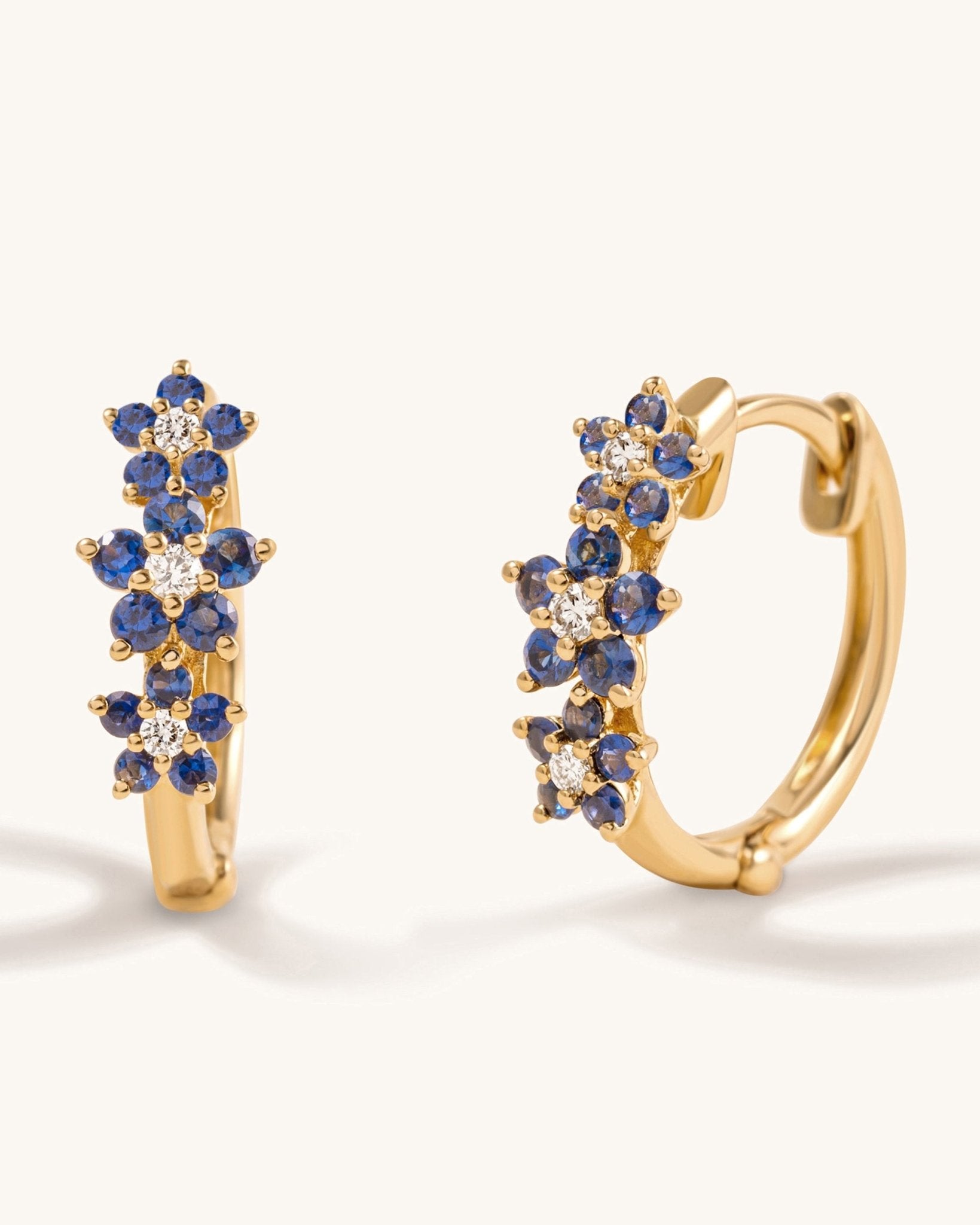 Multi Diamond and Gemstone Flower Huggies - Sparkle Society