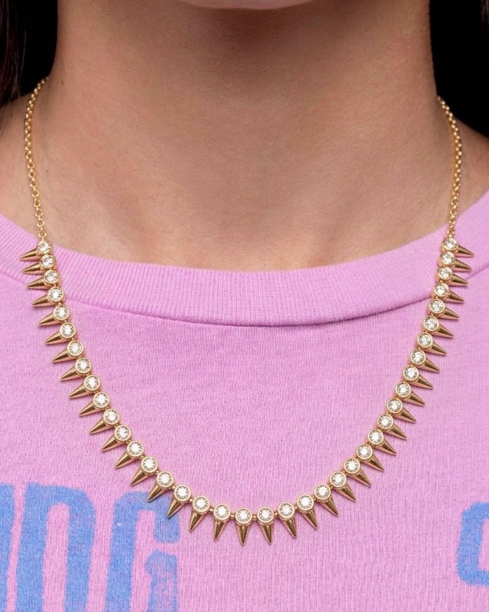 Multi Diamond Bezel Spike Necklace - Sparkle Society