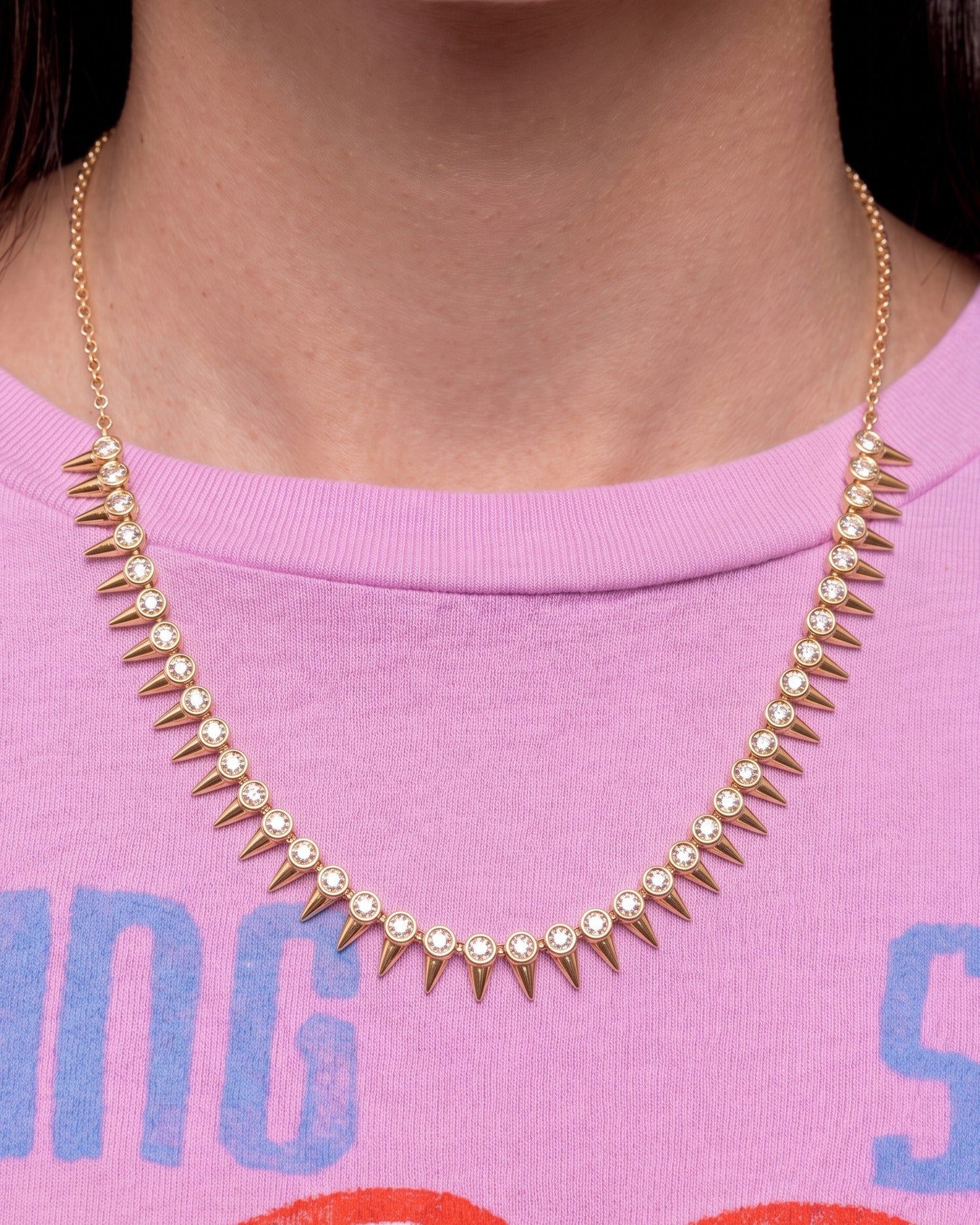 Multi Diamond Bezel Spike Necklace - Sparkle Society