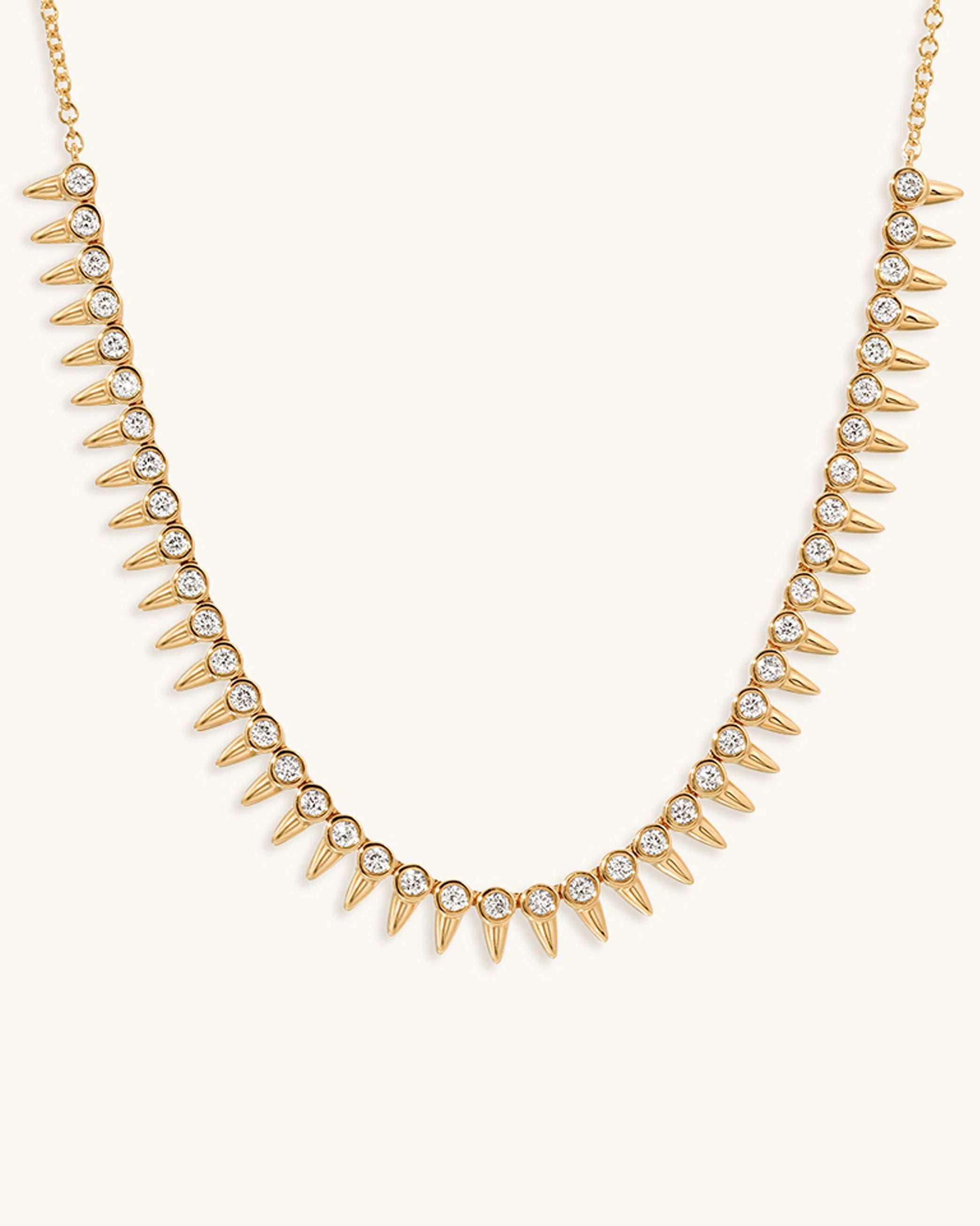 Multi Diamond Bezel Spike Necklace - Sparkle Society