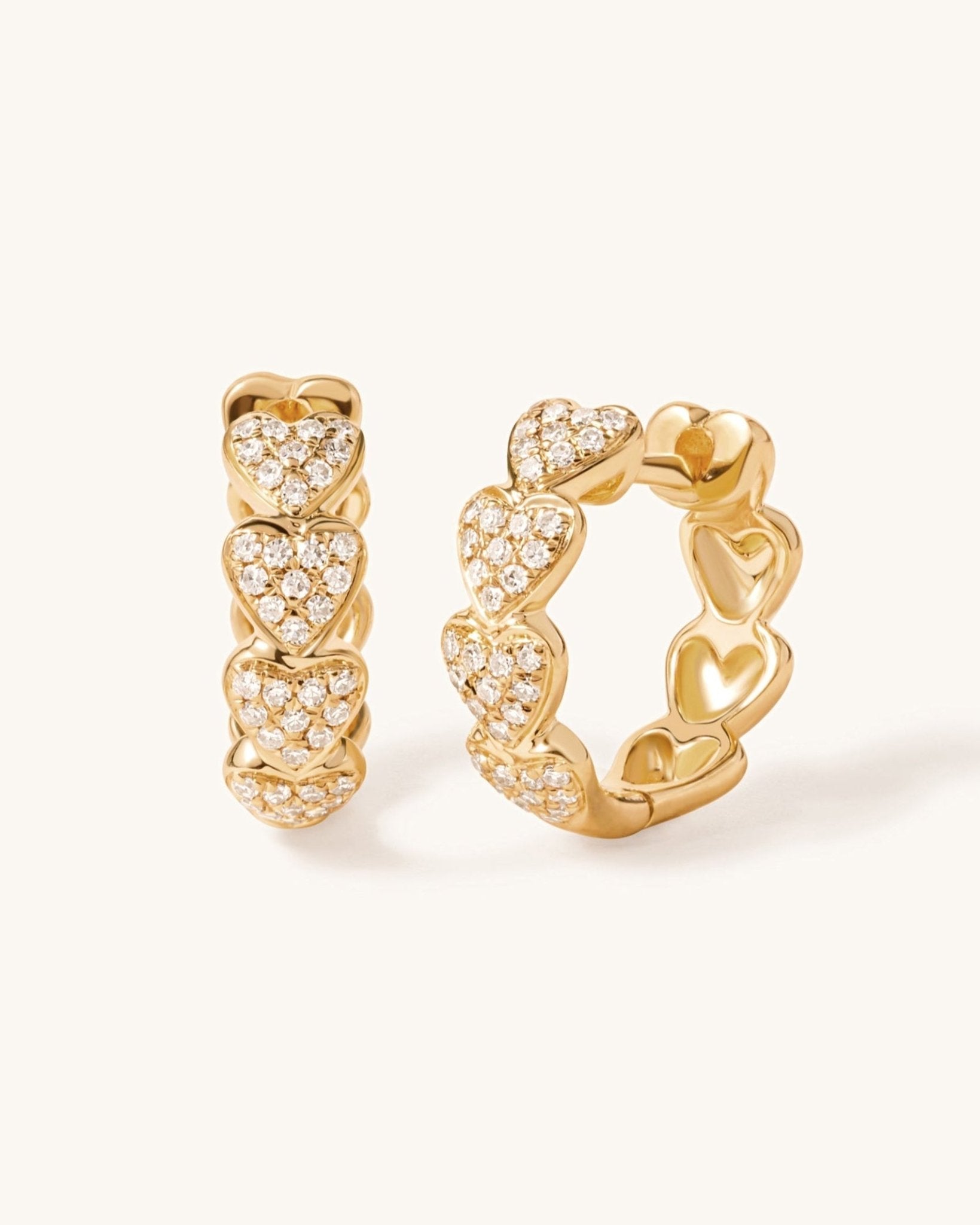 Multi Diamond Heart Shape Huggies - Sparkle Society