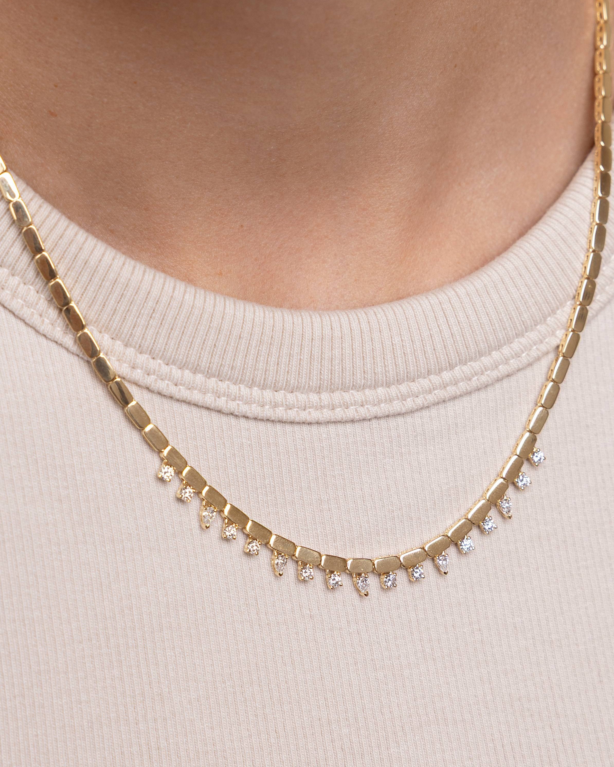Multi Diamond Shape Omega Necklace - Sparkle Society