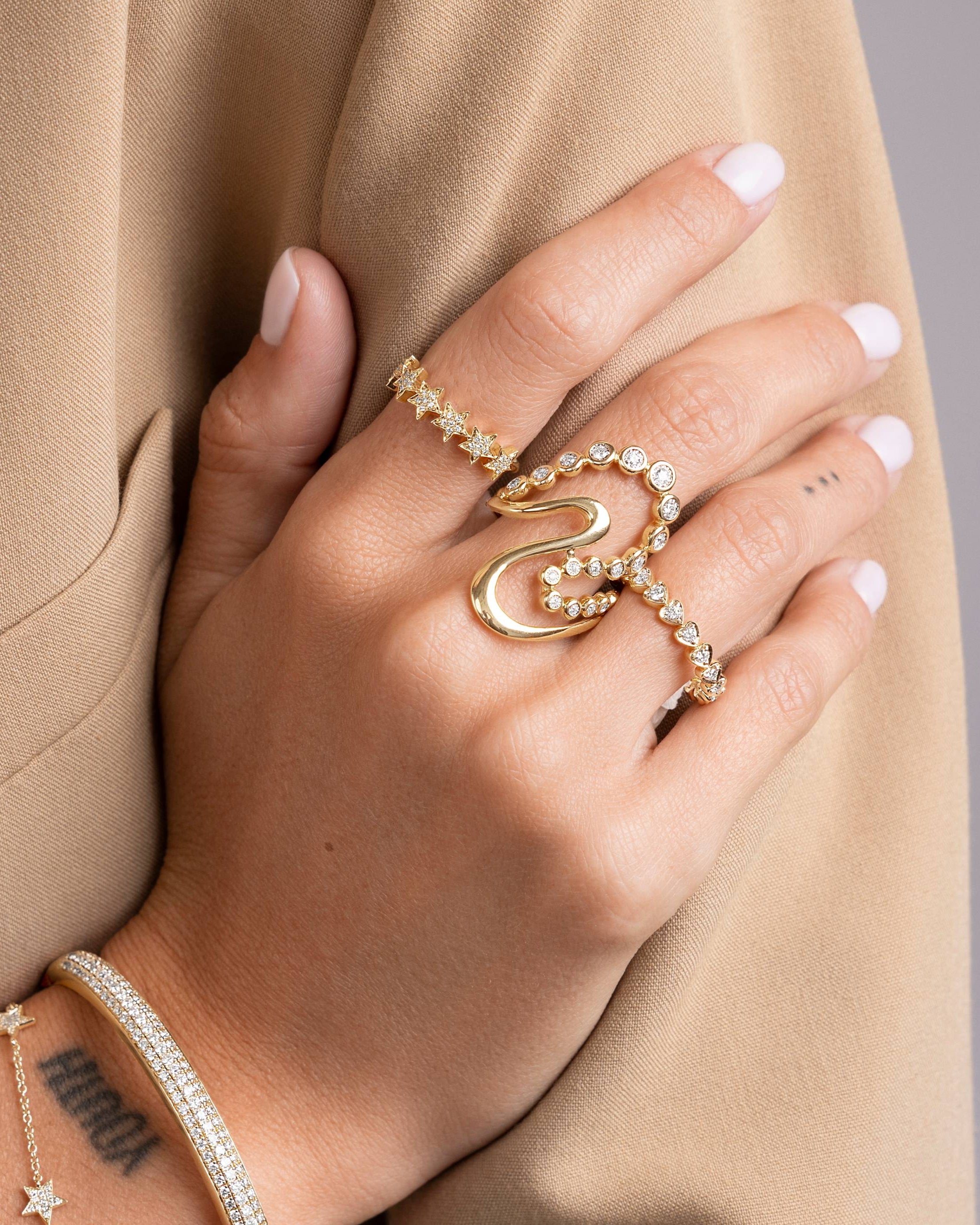 Multi Diamond Star Band Ring - Sparkle Society