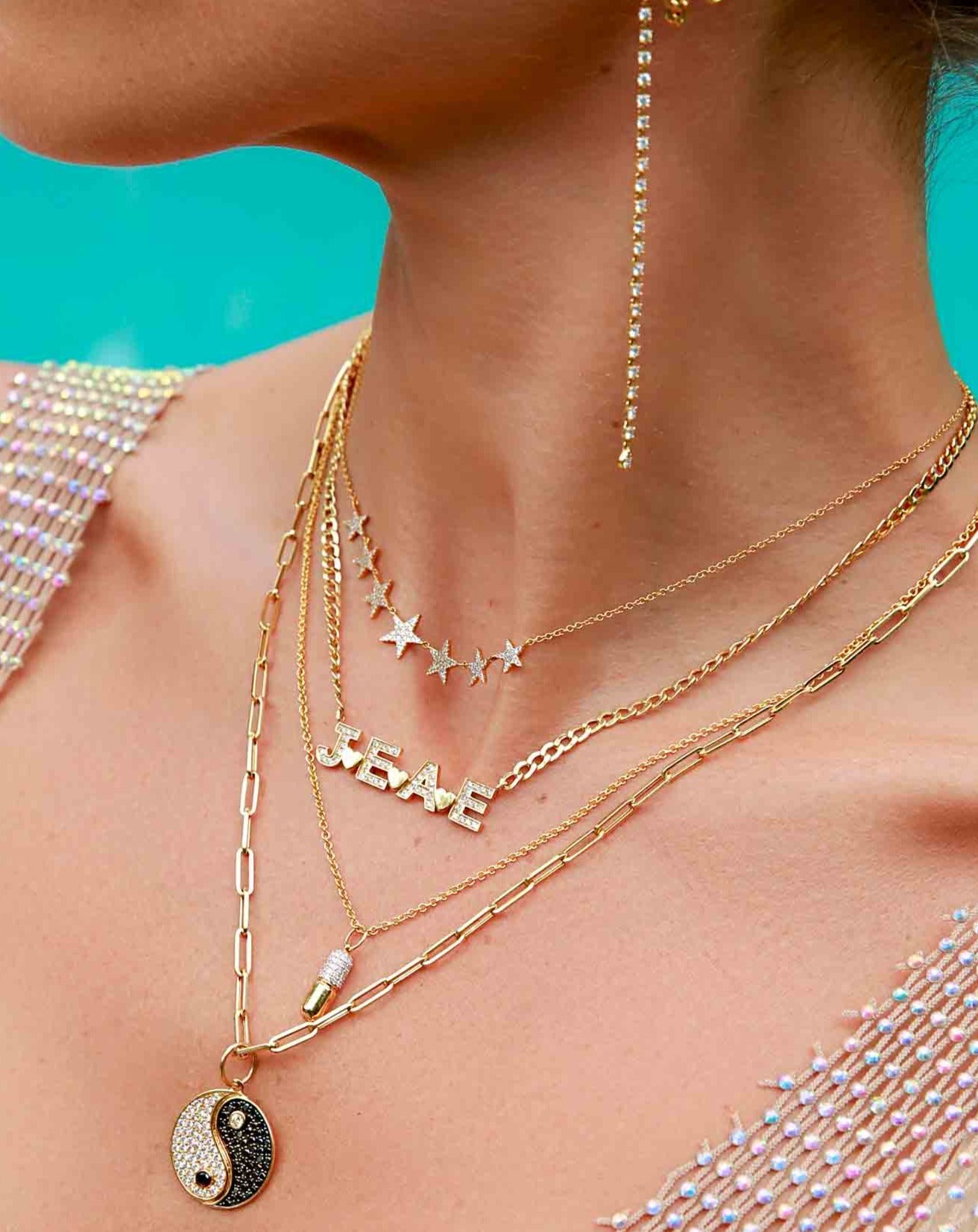Multi Diamond Star Necklace - Sparkle Society
