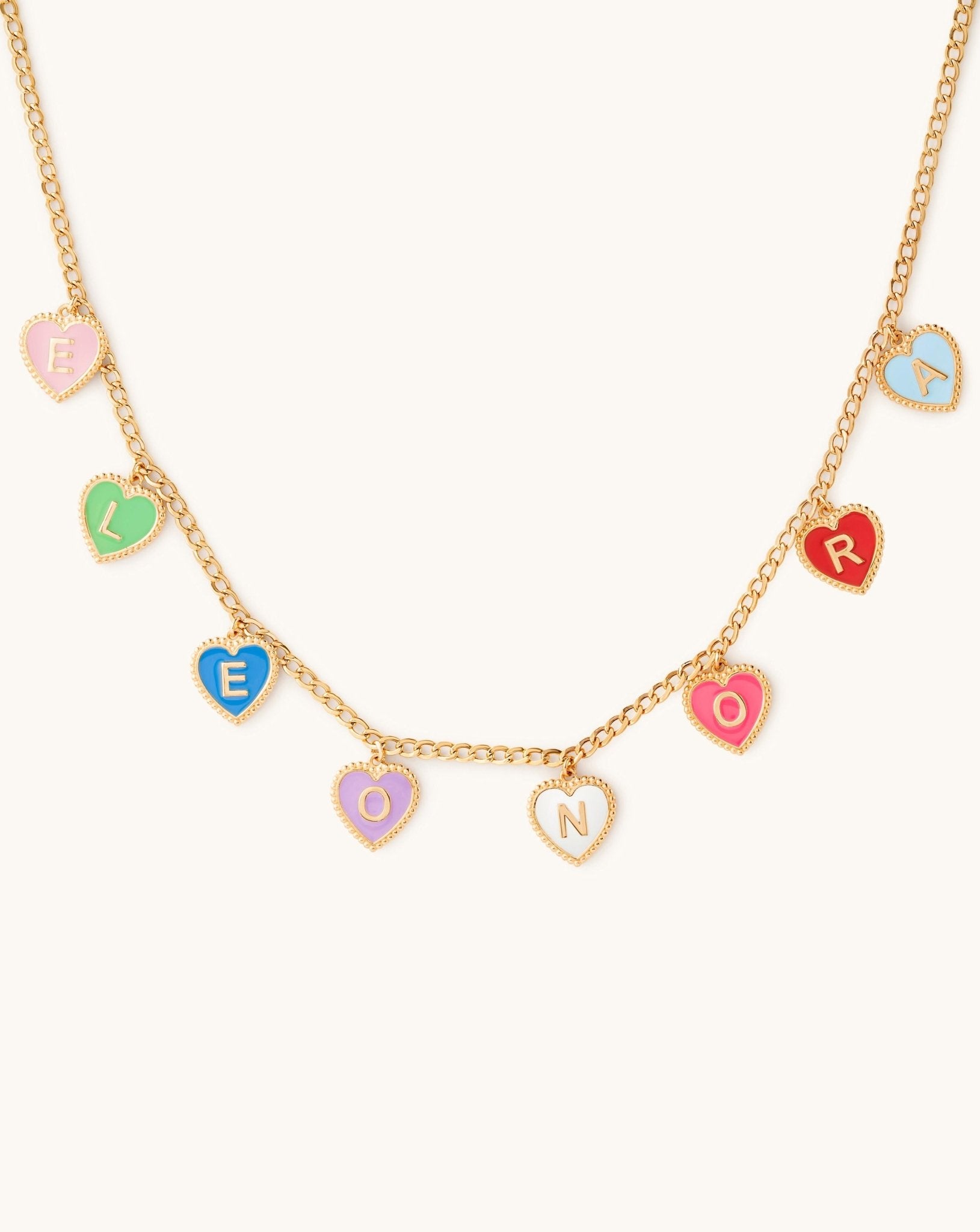 Multi Enamel Heart Initials Necklace - Sparkle Society