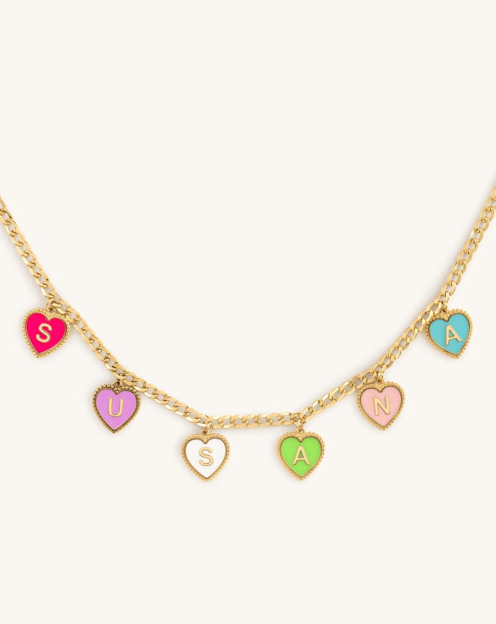 Multi Enamel Heart Initials Necklace - Sparkle Society