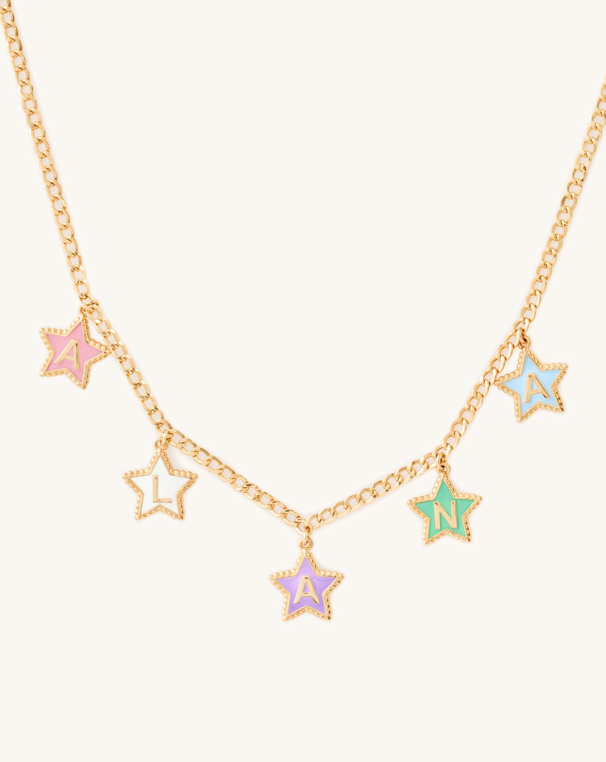 Multi Enamel Star Initials Necklace - Sparkle Society