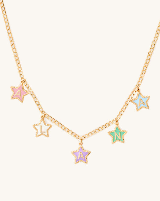 Multi Enamel Star Initials Necklace - Sparkle Society