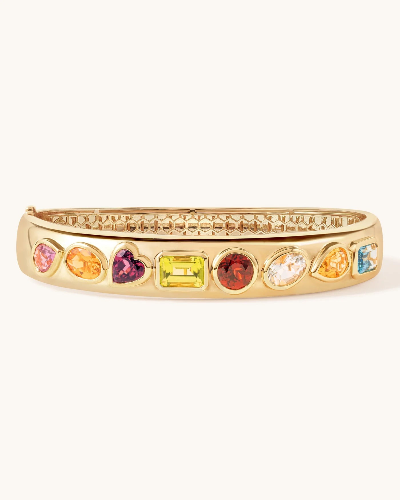 Multi Fancy Gemstone Gold Bangle - Sparkle Society