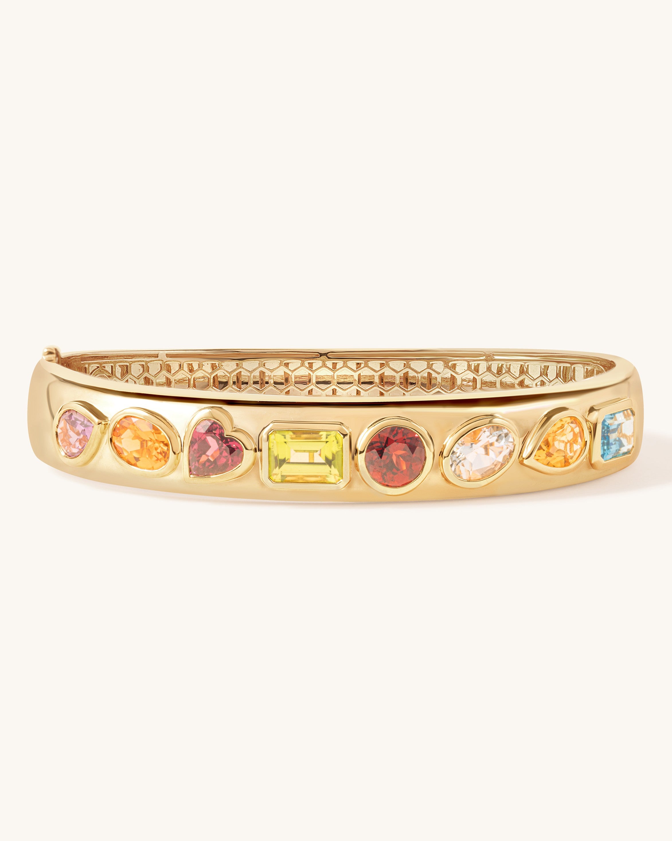 Multi Fancy Gemstone Gold Bangle - Sparkle Society