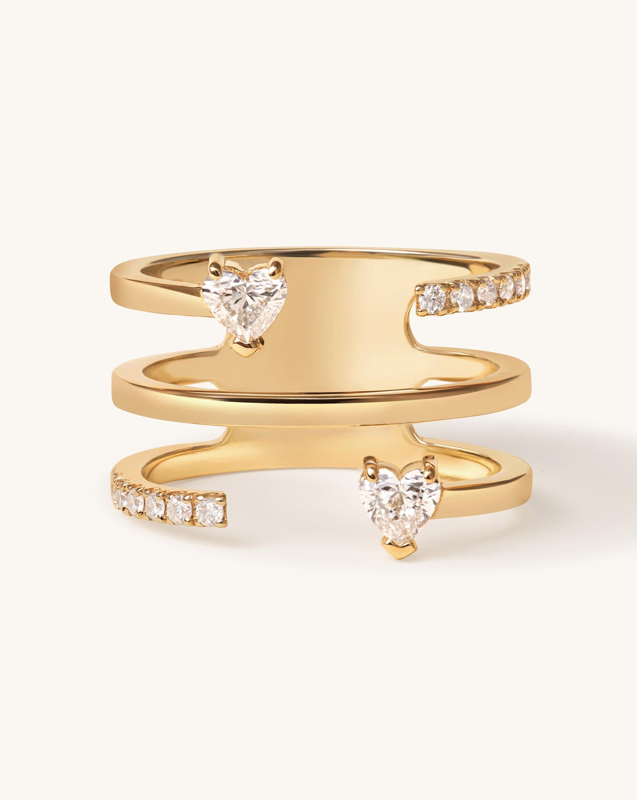 Multi Fancy Triple Row Gold Band Ring - Sparkle Society
