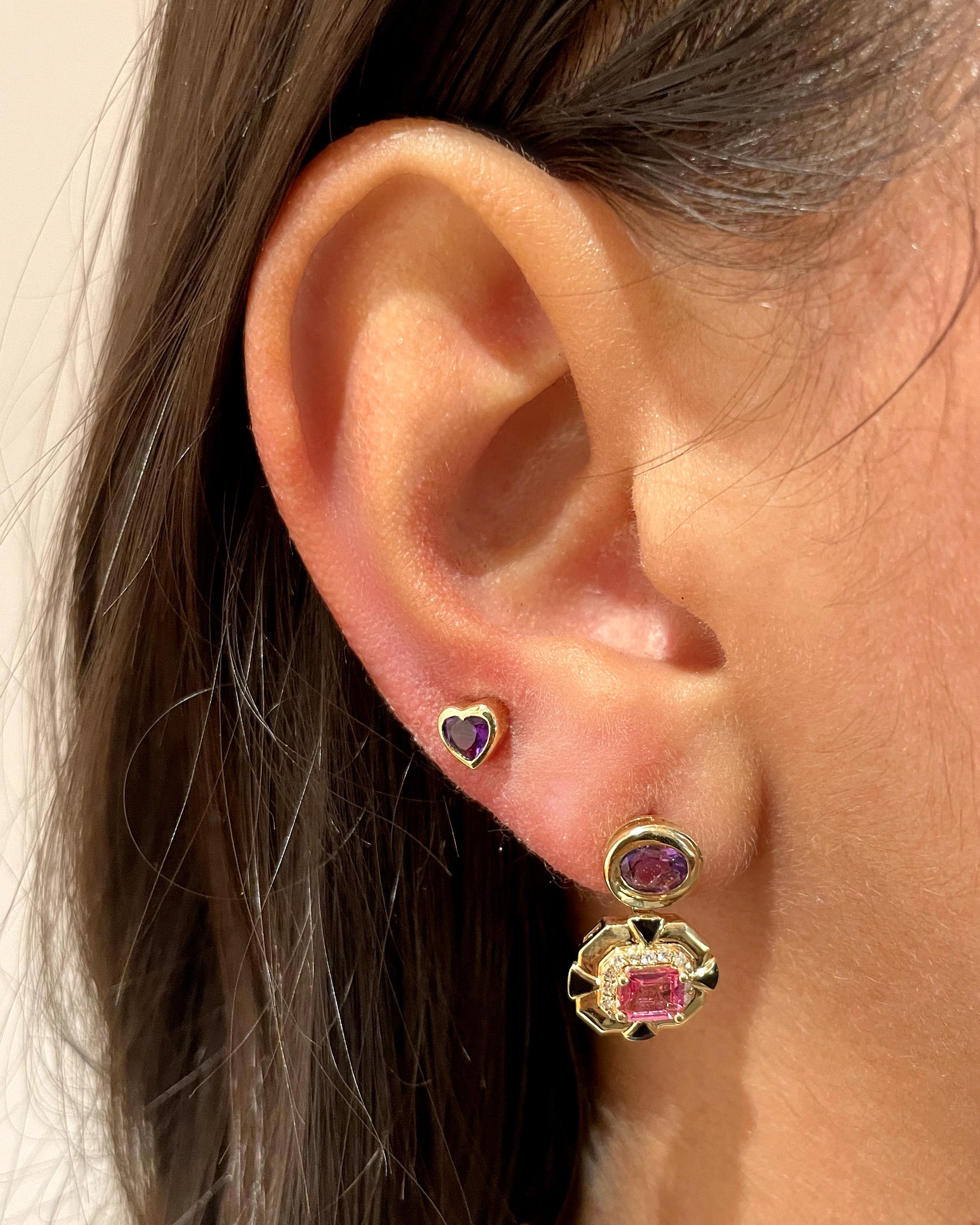 Multi Gemstone Geometric Cushion Studs - Sparkle Society