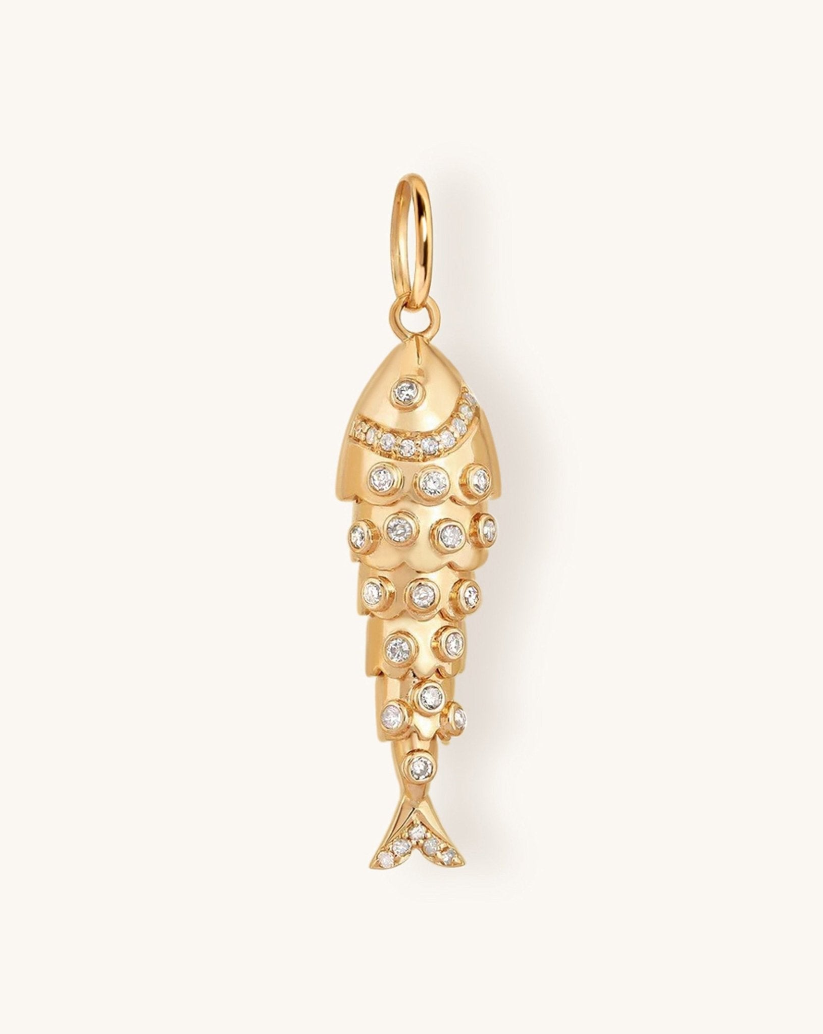 Multi Gemstone Gold Fish Necklace Charm - Sparkle Society
