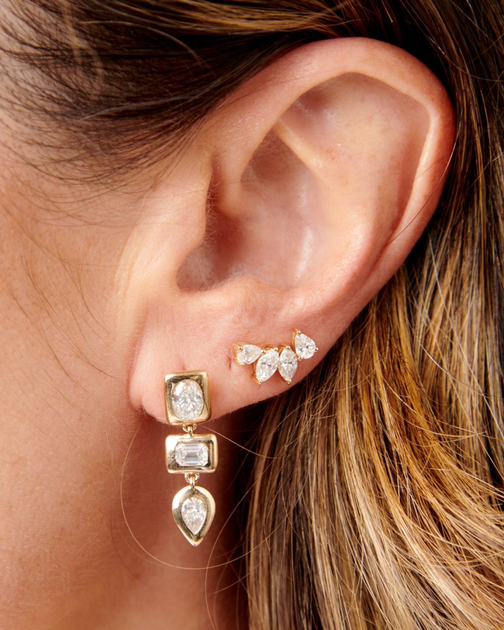 Multi Pear Diamond Studs - Sparkle Society