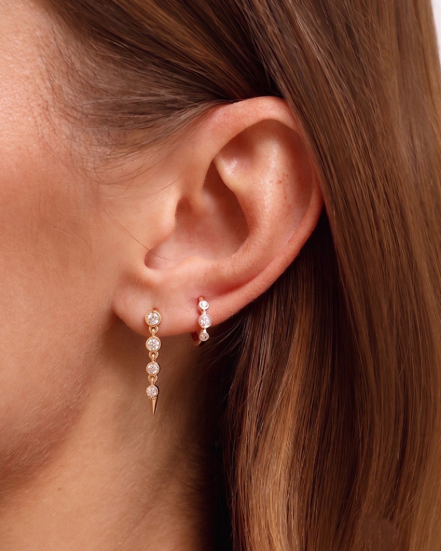 Multi Round Diamond Bezel Drop Studs - Sparkle Society