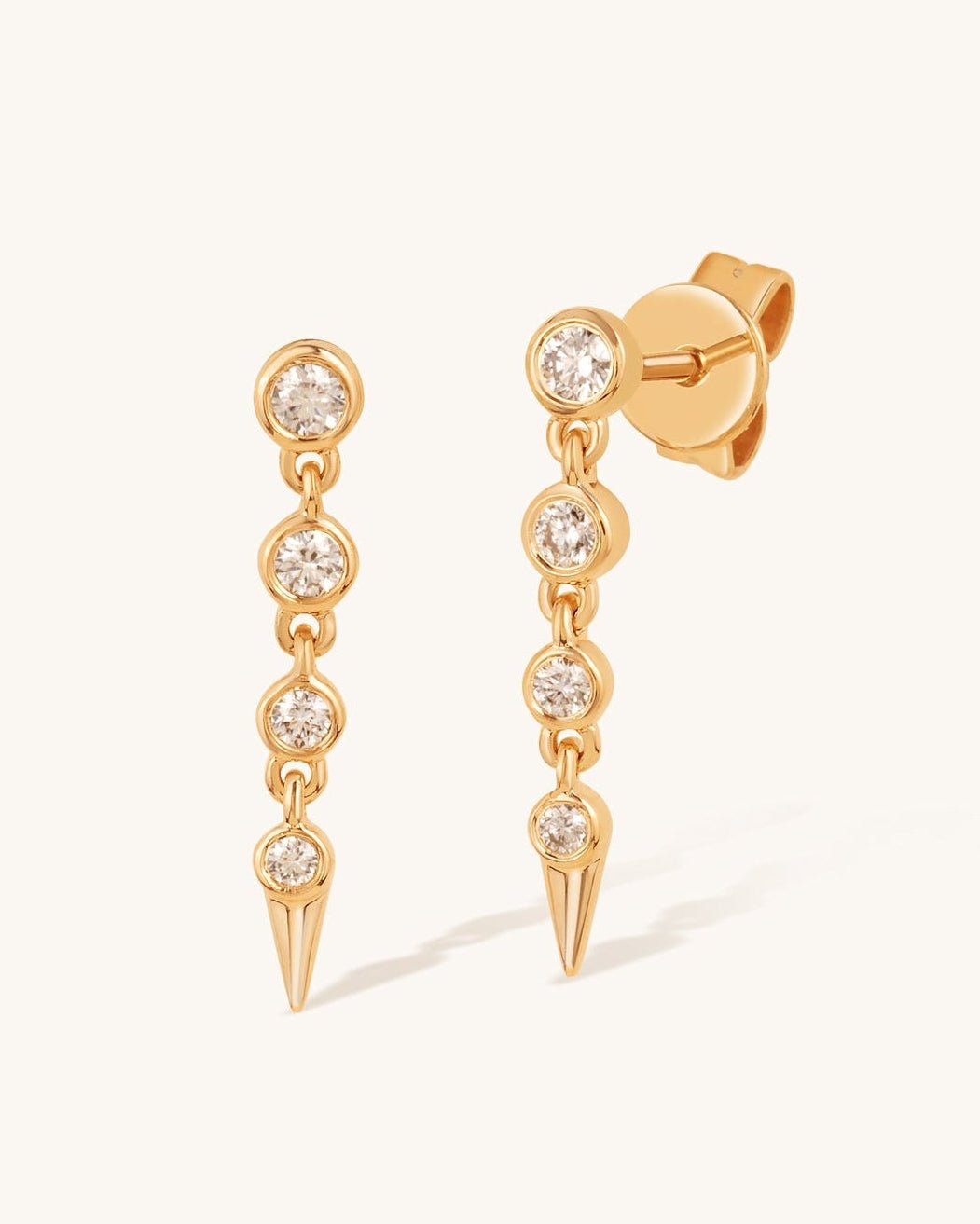 Multi Round Diamond Bezel Drop Studs - Sparkle Society